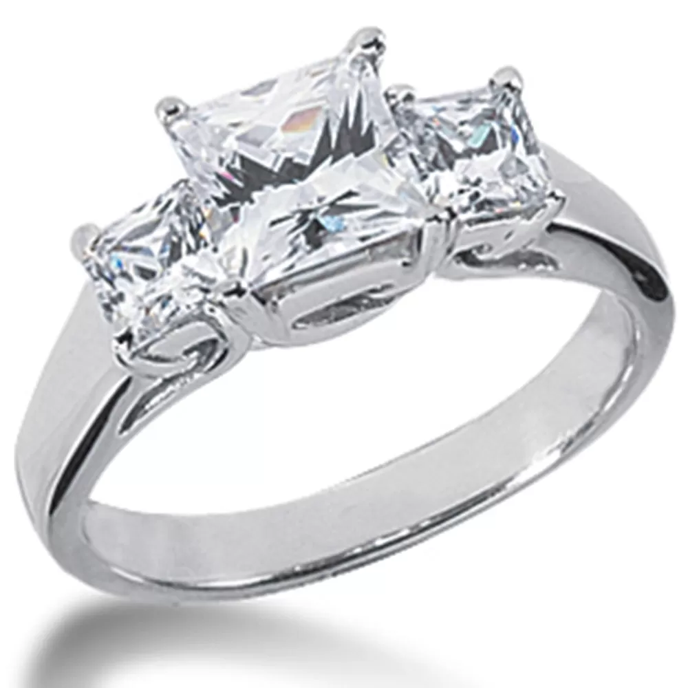 1 1/4ct Three Stone Diamond Ring 14K White Gold