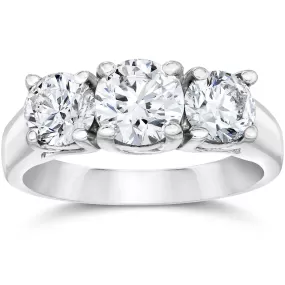 1 3/8ct Three Stone Diamond Ring 14K White Gold