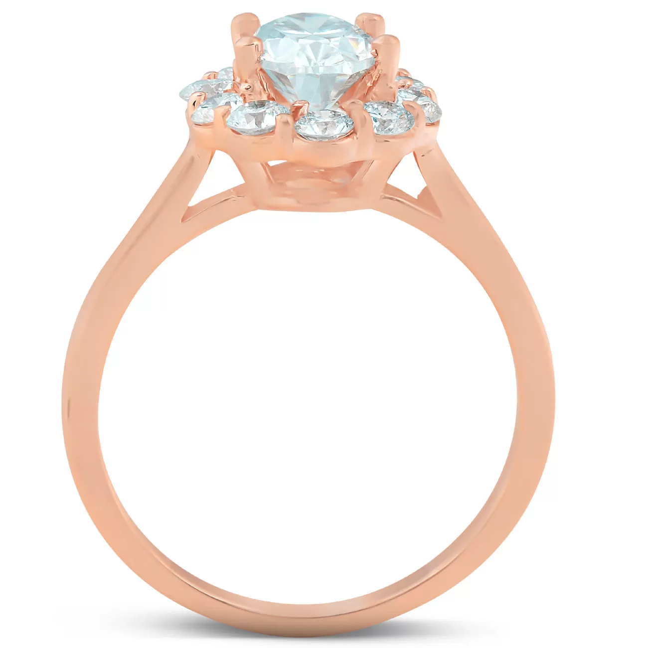 1 5/8 Ct Oval Lab Created Moissanite & Diamond Halo Engagement Ring Rose Gold