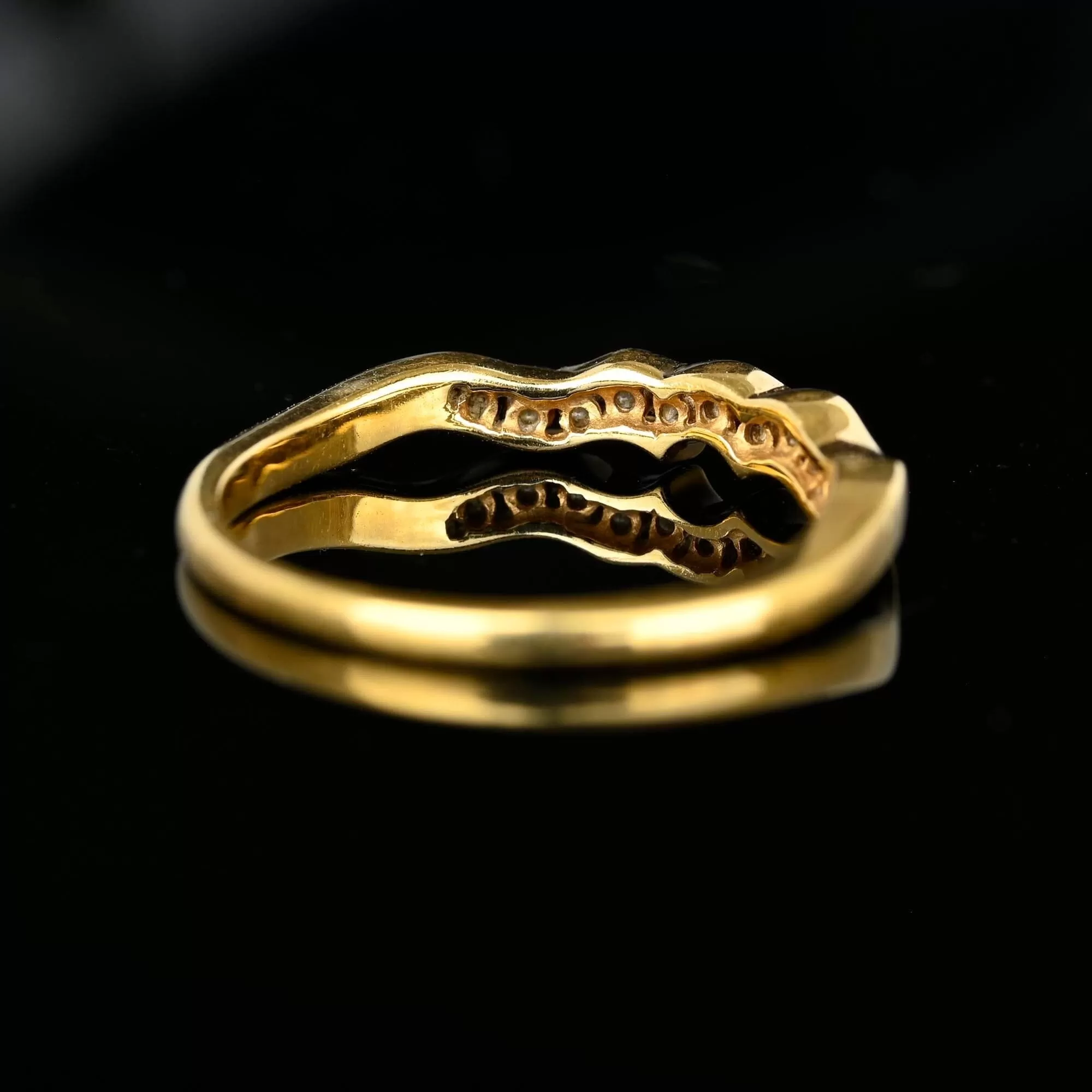 14K Gold Wave Diamond Half Eternity Ring Band