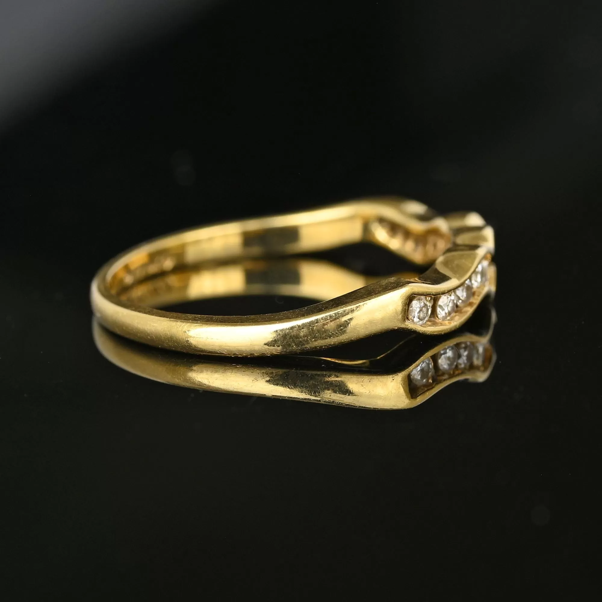 14K Gold Wave Diamond Half Eternity Ring Band