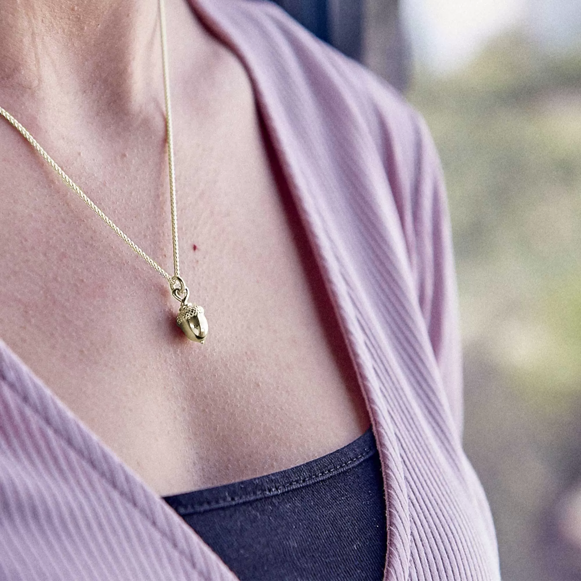 Acorn Solid Gold Necklace