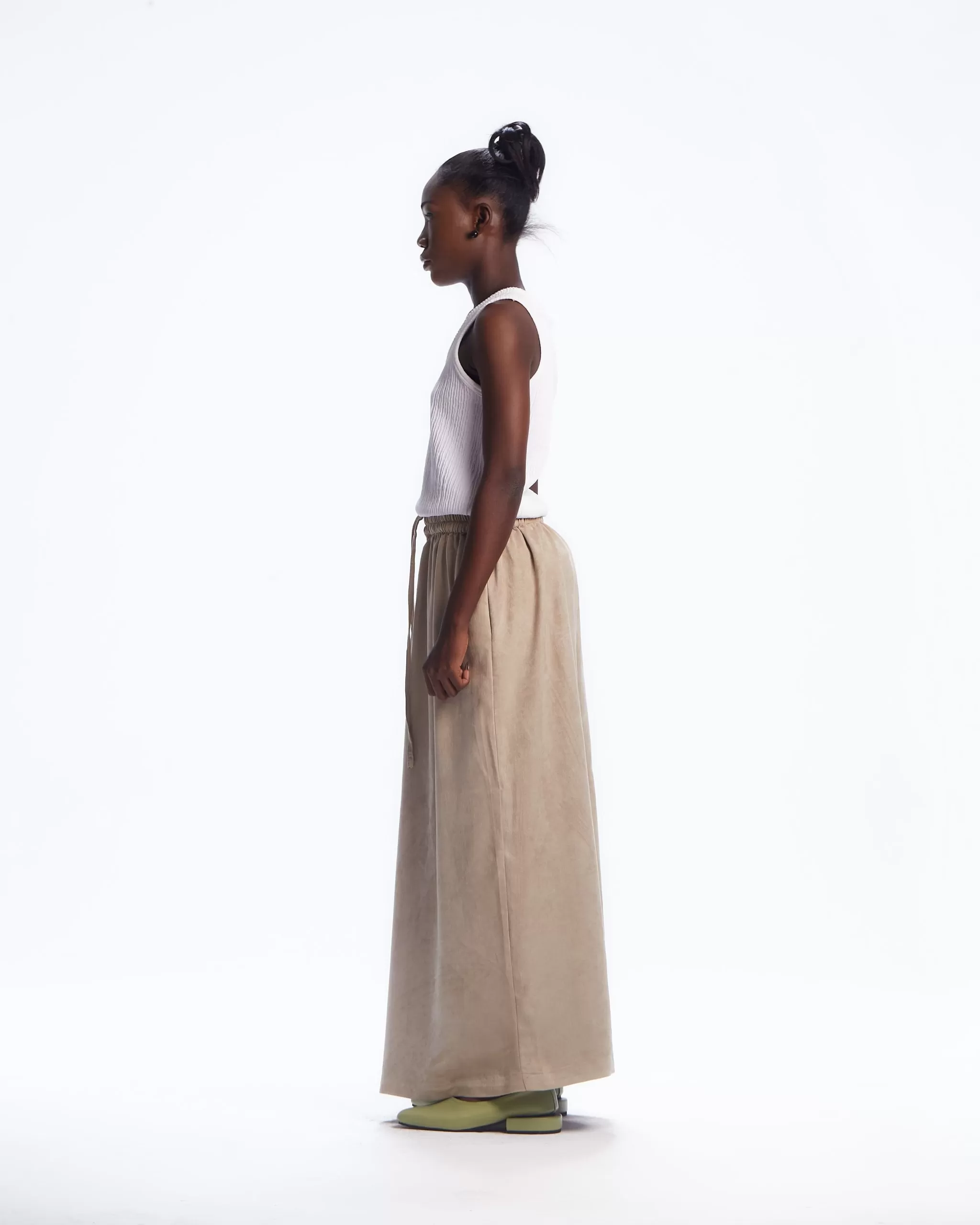 AJABENG Kuukuwa Brown Suede Drawstring Skirt