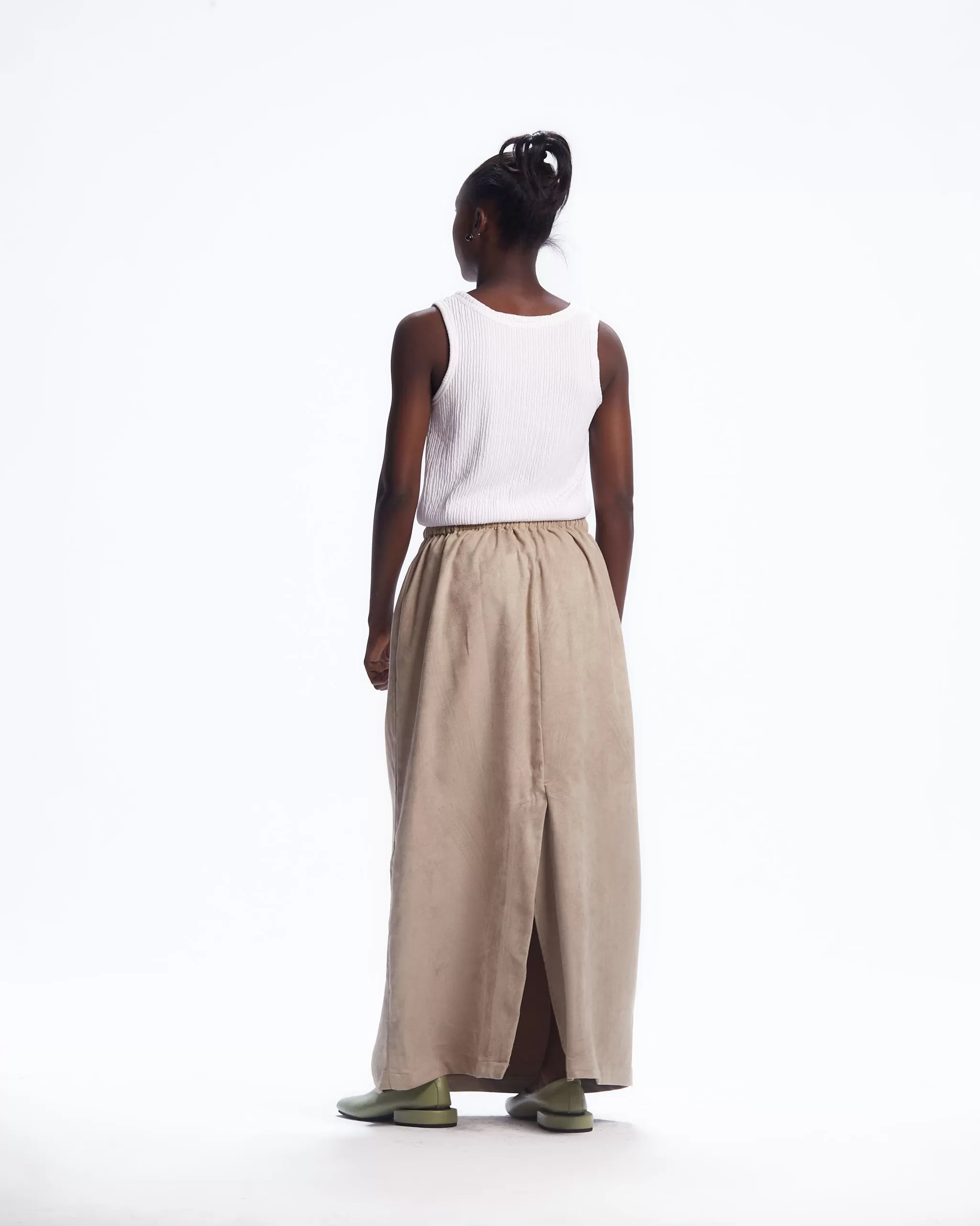 AJABENG Kuukuwa Brown Suede Drawstring Skirt