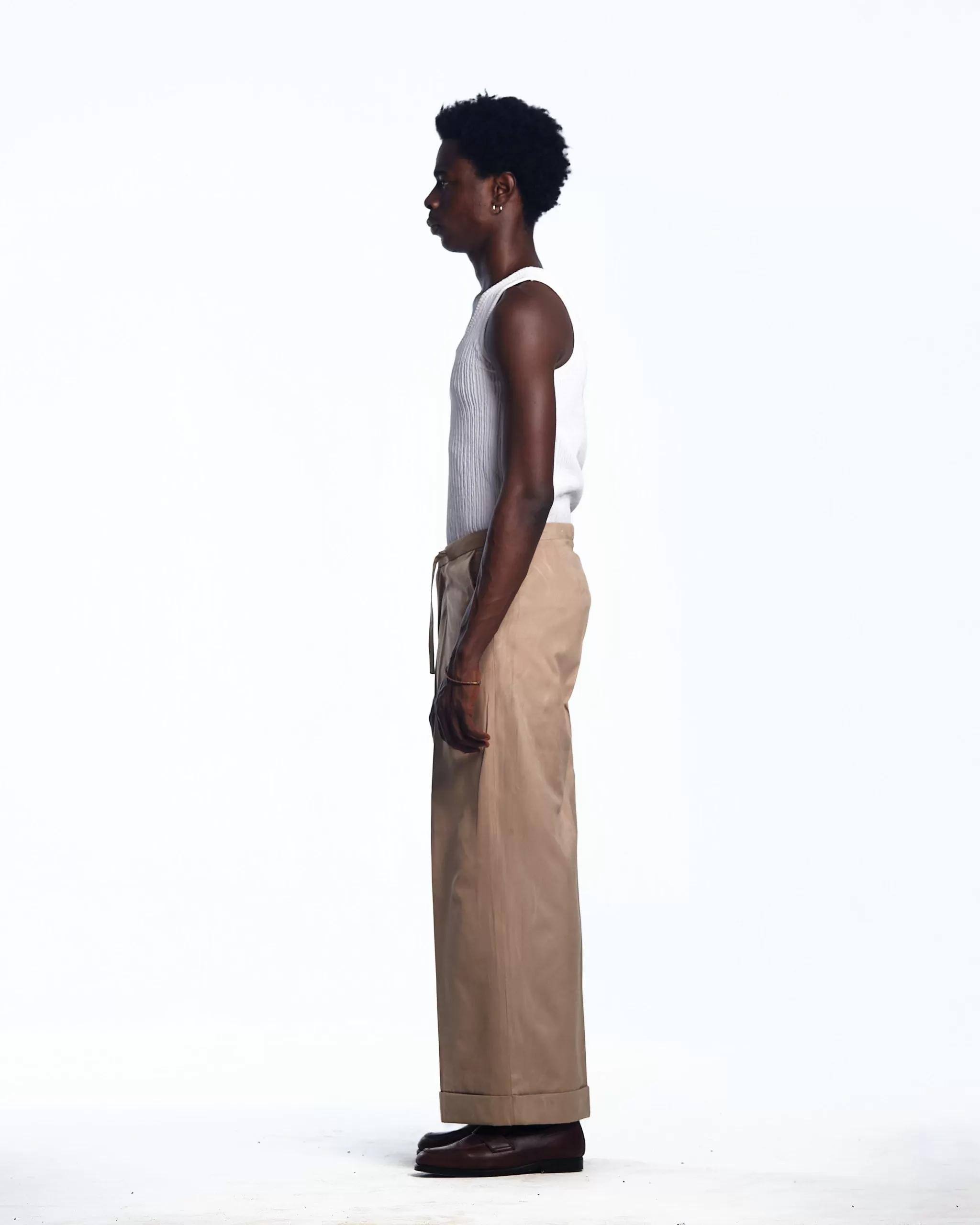 AJABENG Lumba Suede Drawstring Turn-up Pants