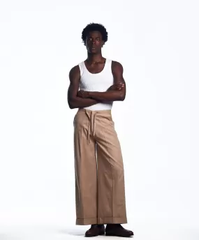 AJABENG Lumba Suede Drawstring Turn-up Pants