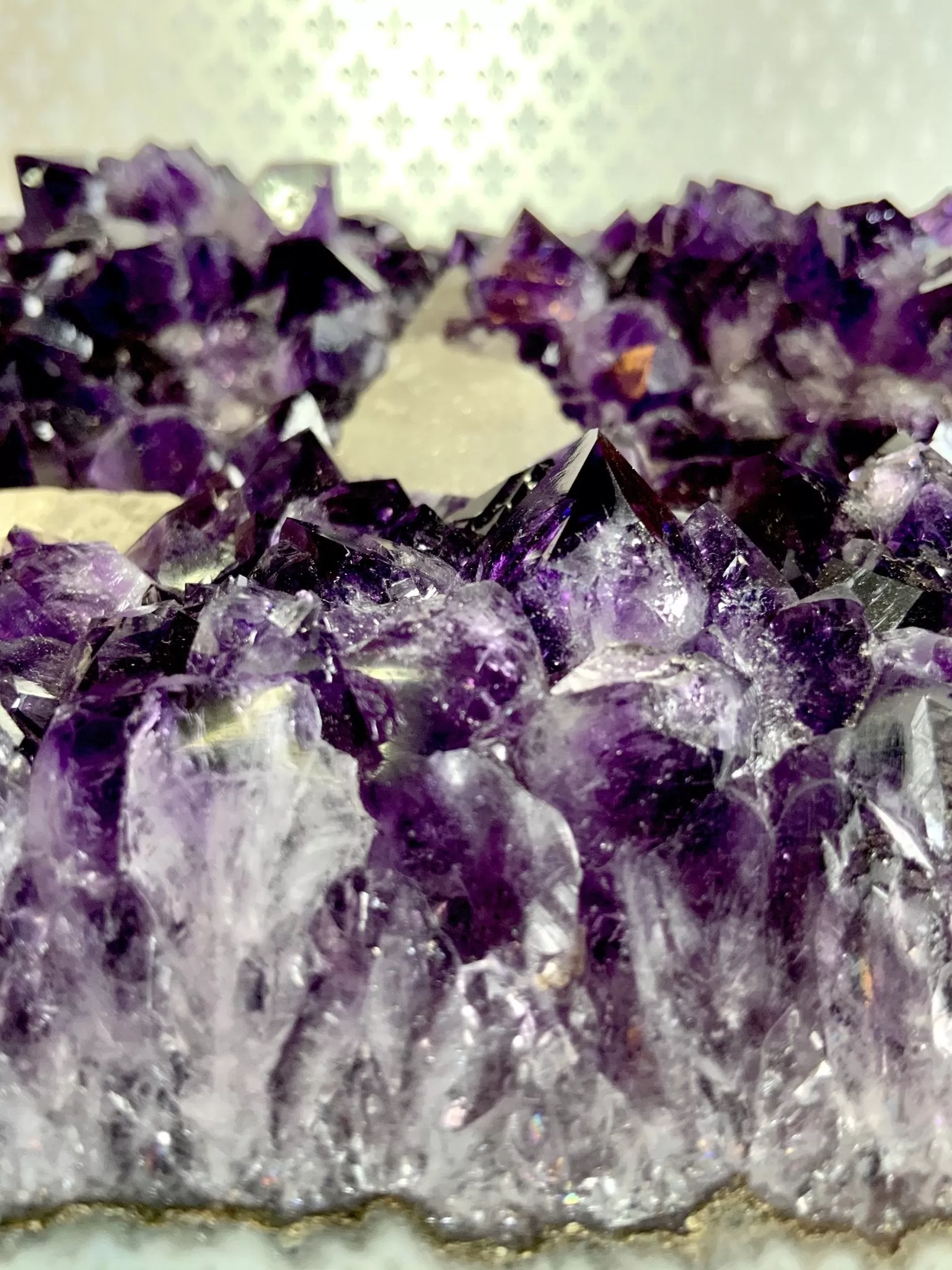 Amethyst Crystal Geode Cluster with Druzied Calcite Crystals