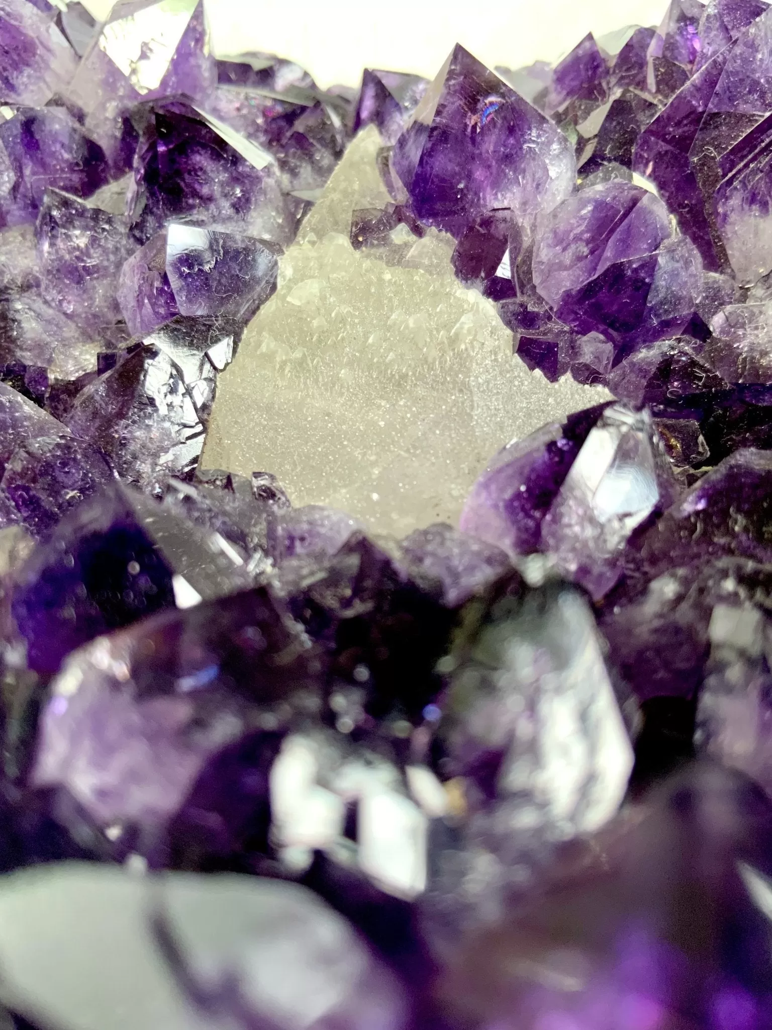 Amethyst Crystal Geode Cluster with Druzied Calcite Crystals