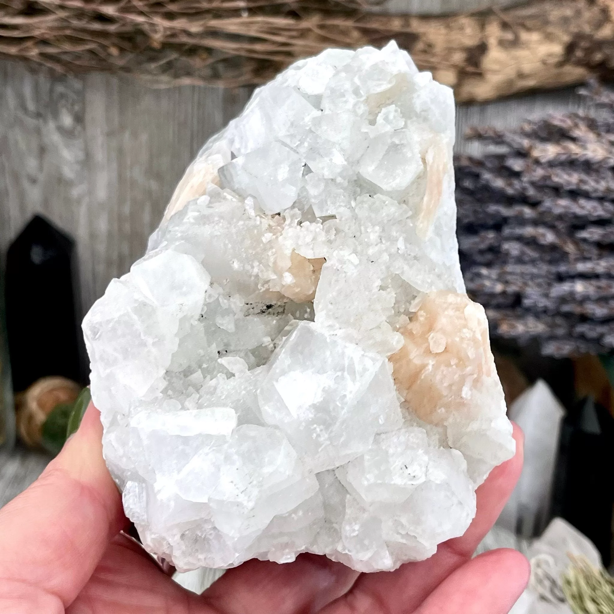 Apophyllite with Stilbite Crystal Cluster / FoxlarkCrystals