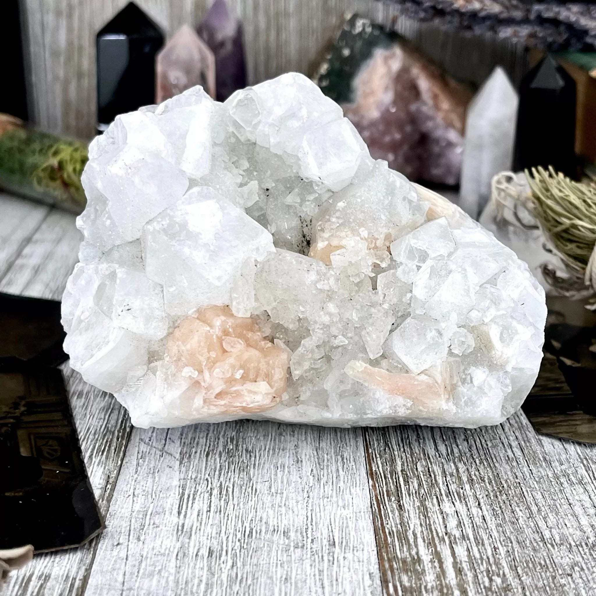 Apophyllite with Stilbite Crystal Cluster / FoxlarkCrystals