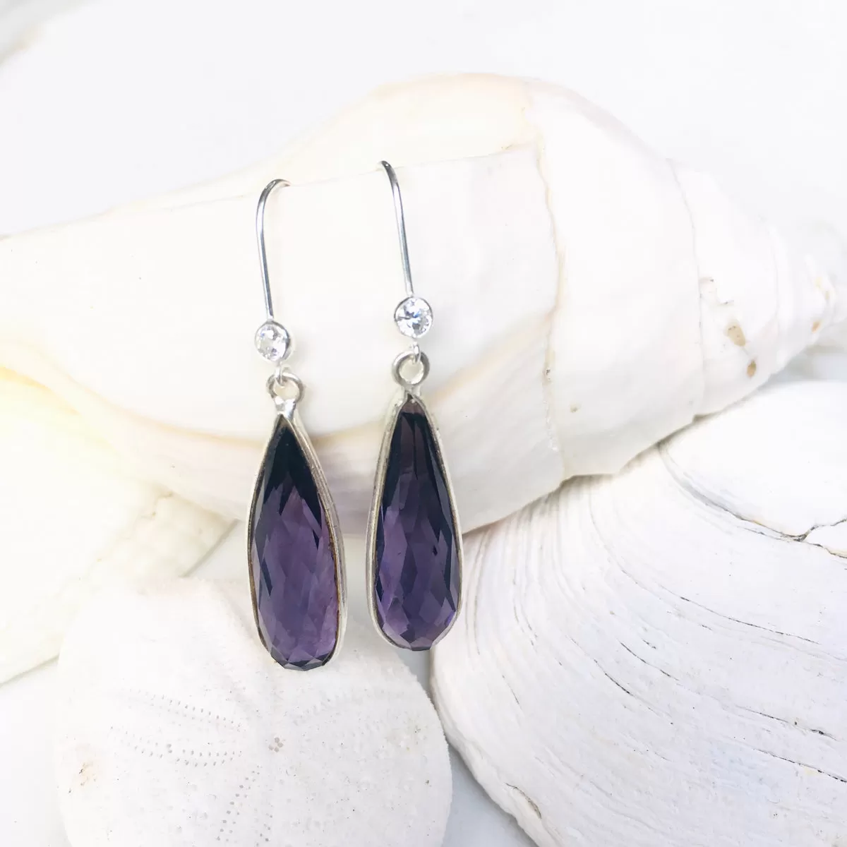 Asymmetrical Amethyst Necklace   Earring to Help Cope with Stress