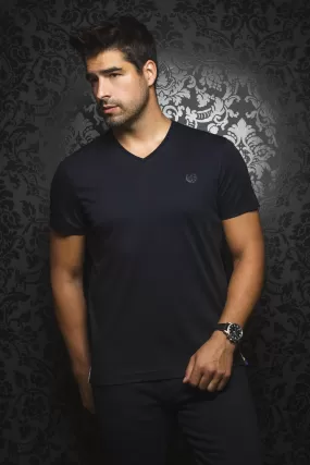 Au Noir Stretch Short-Sleeve Shirt | T-Shirt V-Neck - Michael Navy