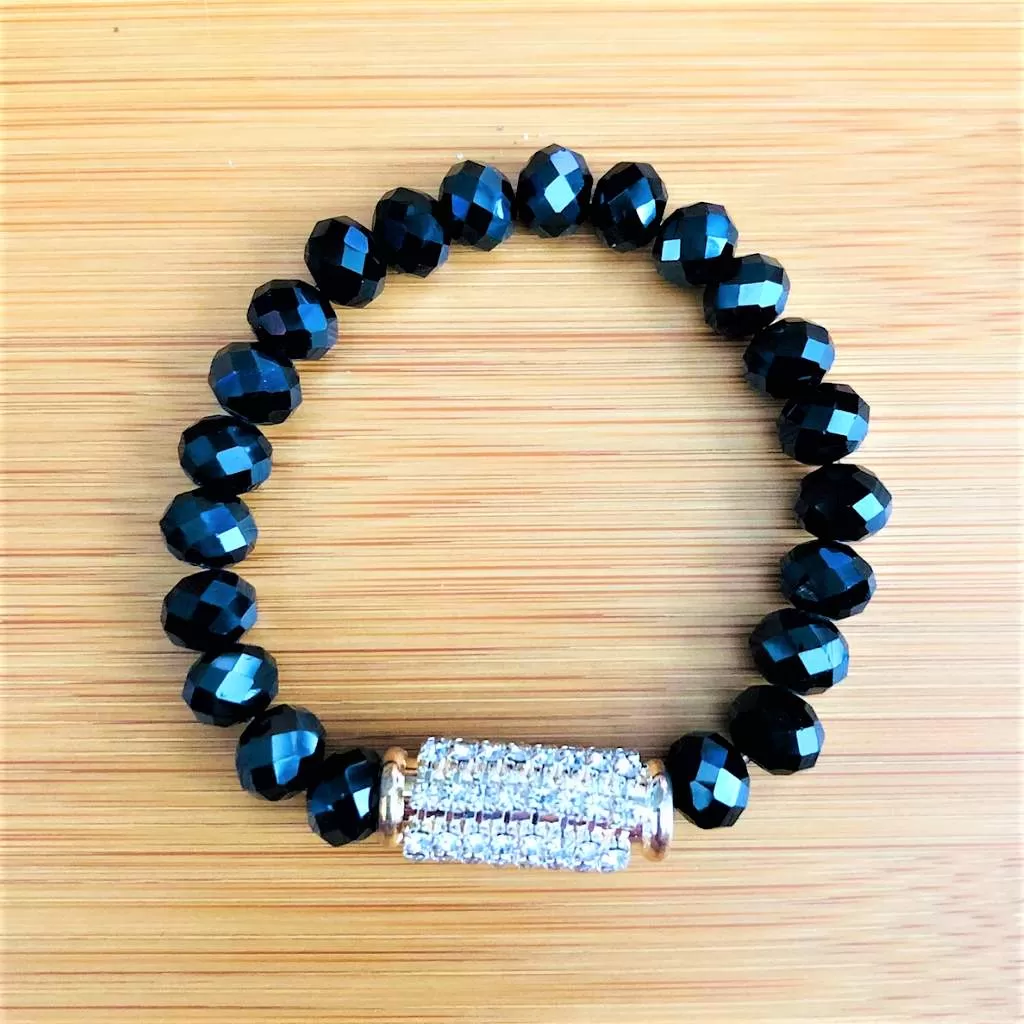 Black Crystal and Rhinestone Bracelet