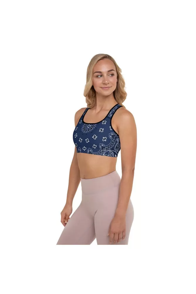 Blue Bandana Padded Sports Bra