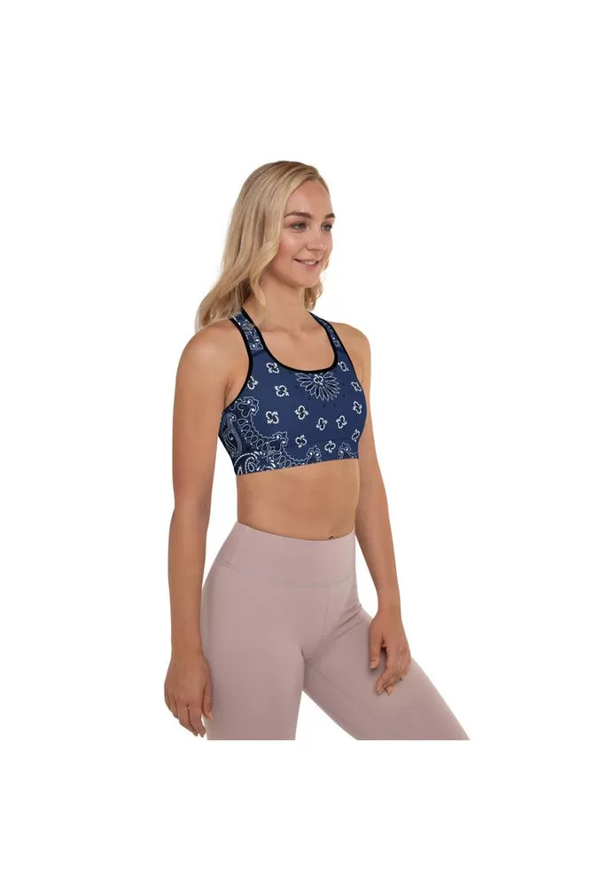 Blue Bandana Padded Sports Bra