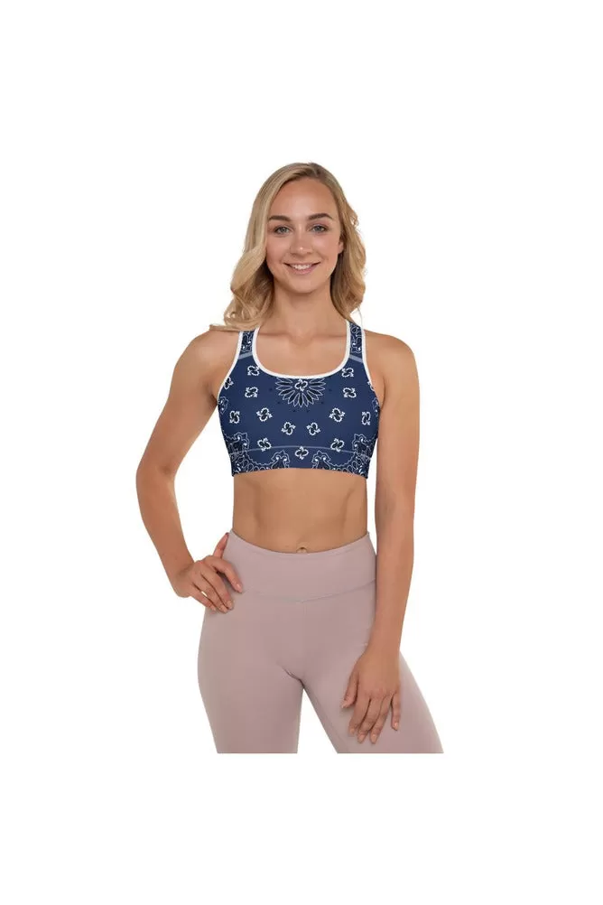 Blue Bandana Padded Sports Bra