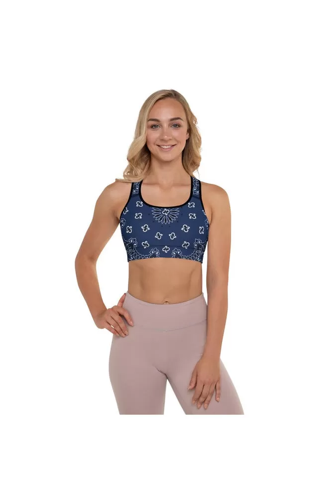 Blue Bandana Padded Sports Bra