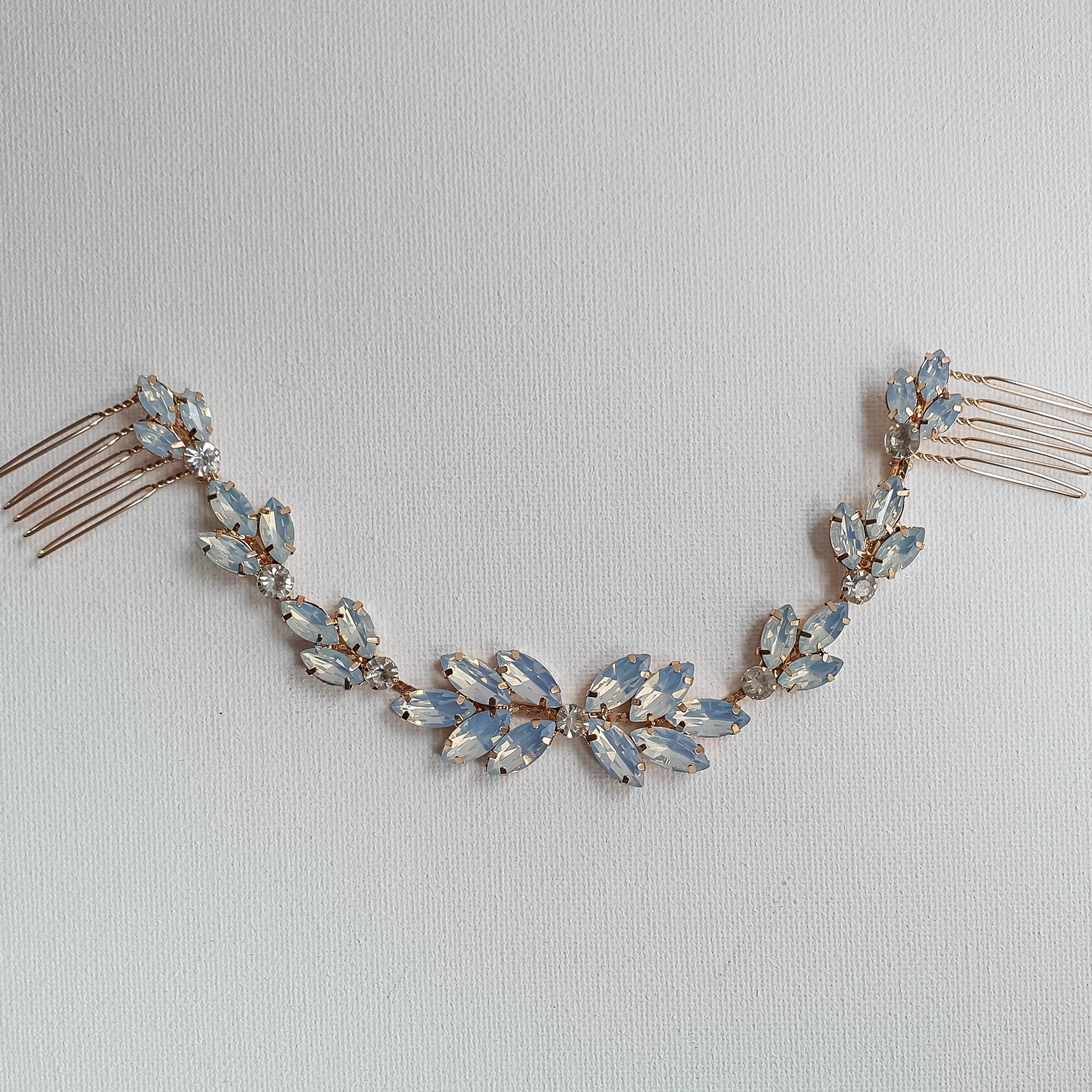 Blue Opal Bridal Headpiece in Rose Gold-Holly