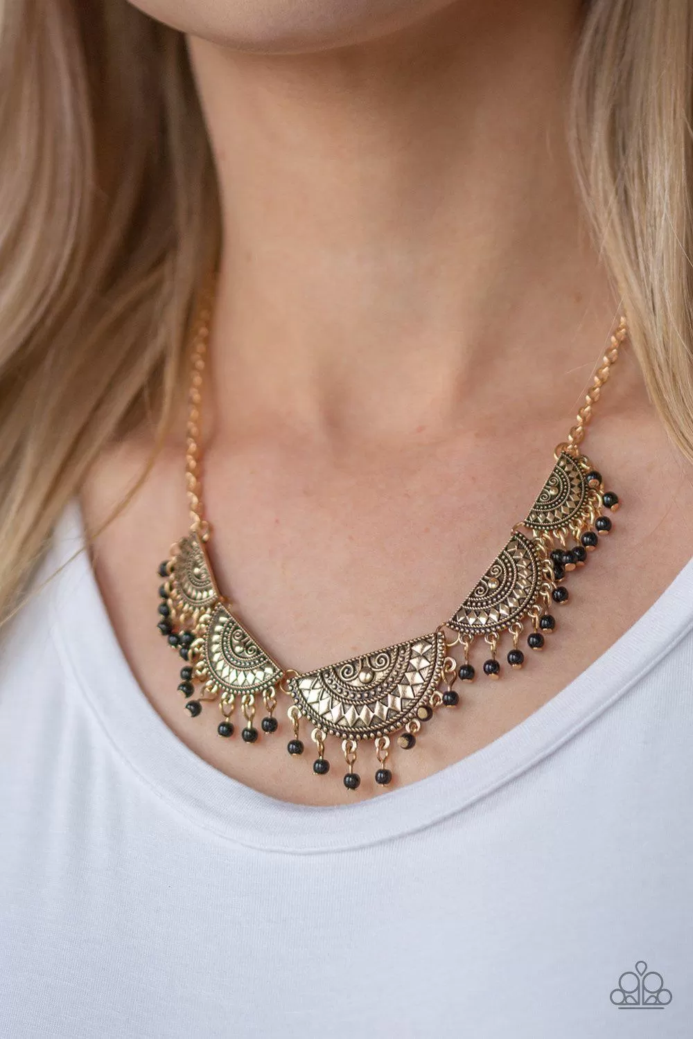 Boho Baby Gold and Black Necklace - Paparazzi Accessories