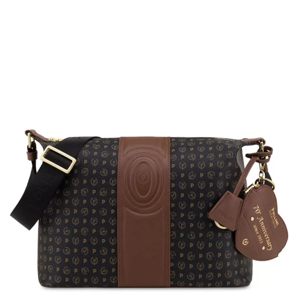 Borsa Donna a Spalla a Tracolla POLLINI Linea Heritage 70th Anniversary Nero e Marrone