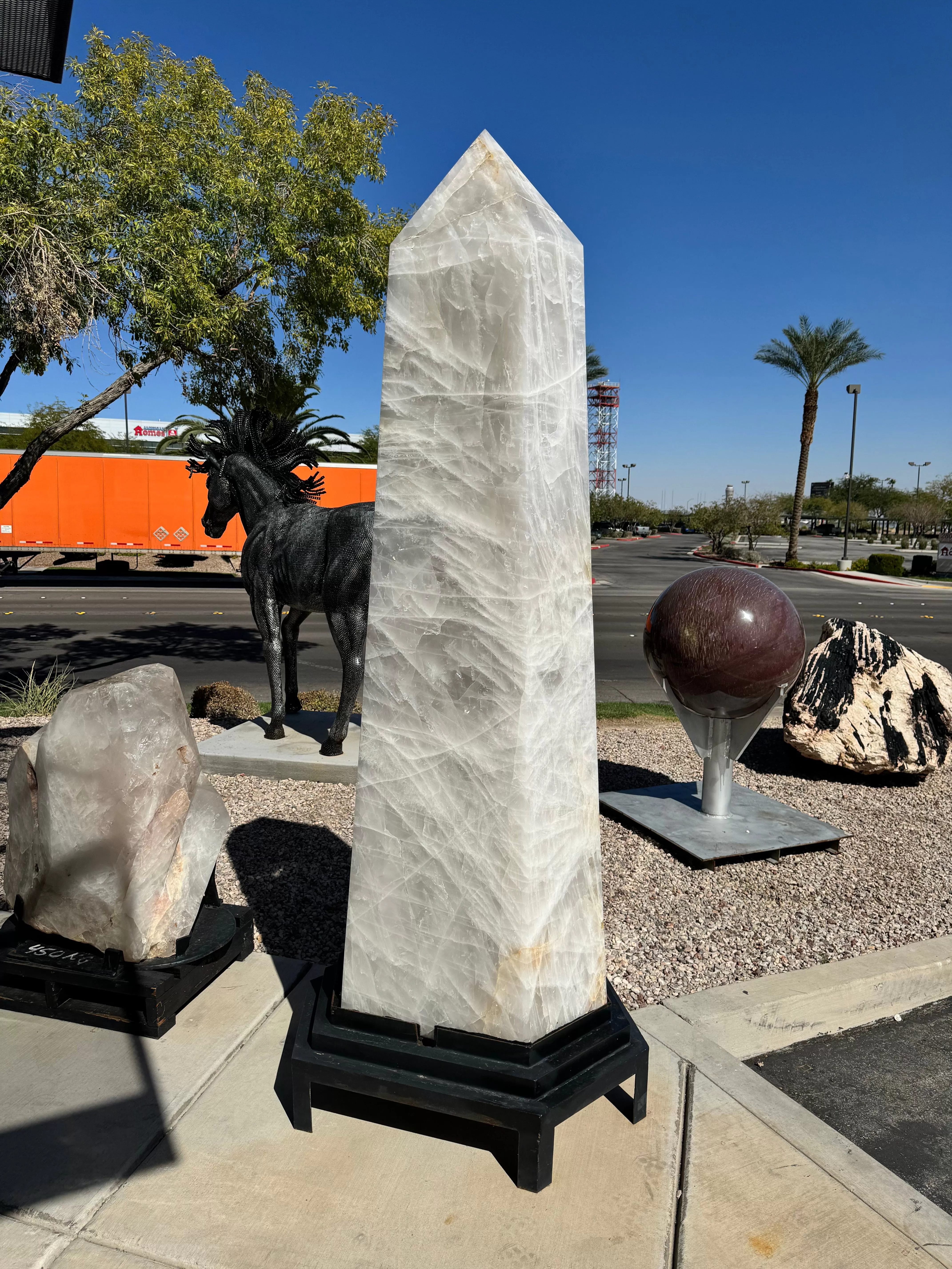 Brazilian White Quartz Obelisk Pair - 6,110 lbs / 8.5 ft