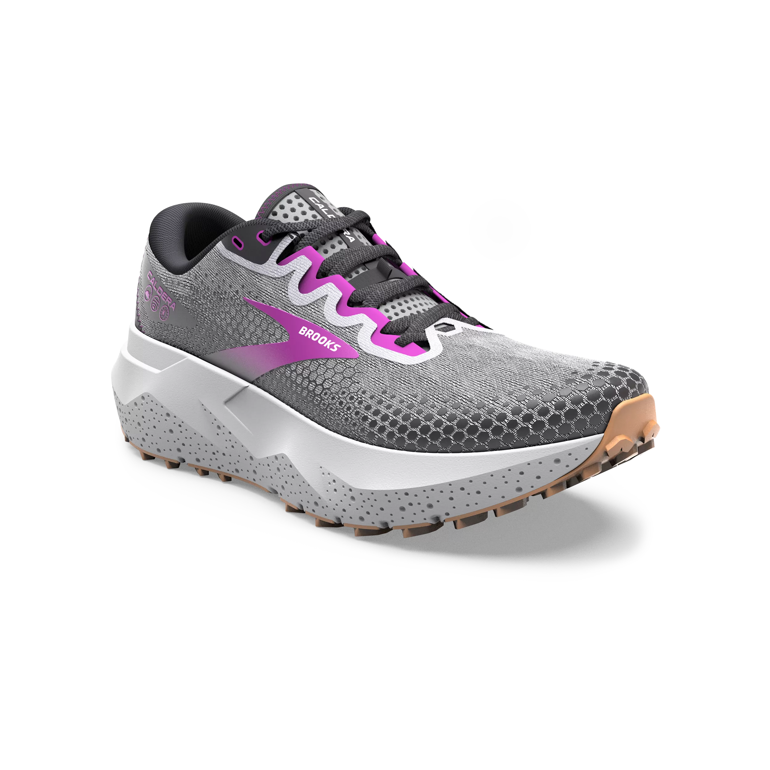 Brooks Caldera 6 (B Width) - Oyster/Blackened Pearl/Purple (Womens)