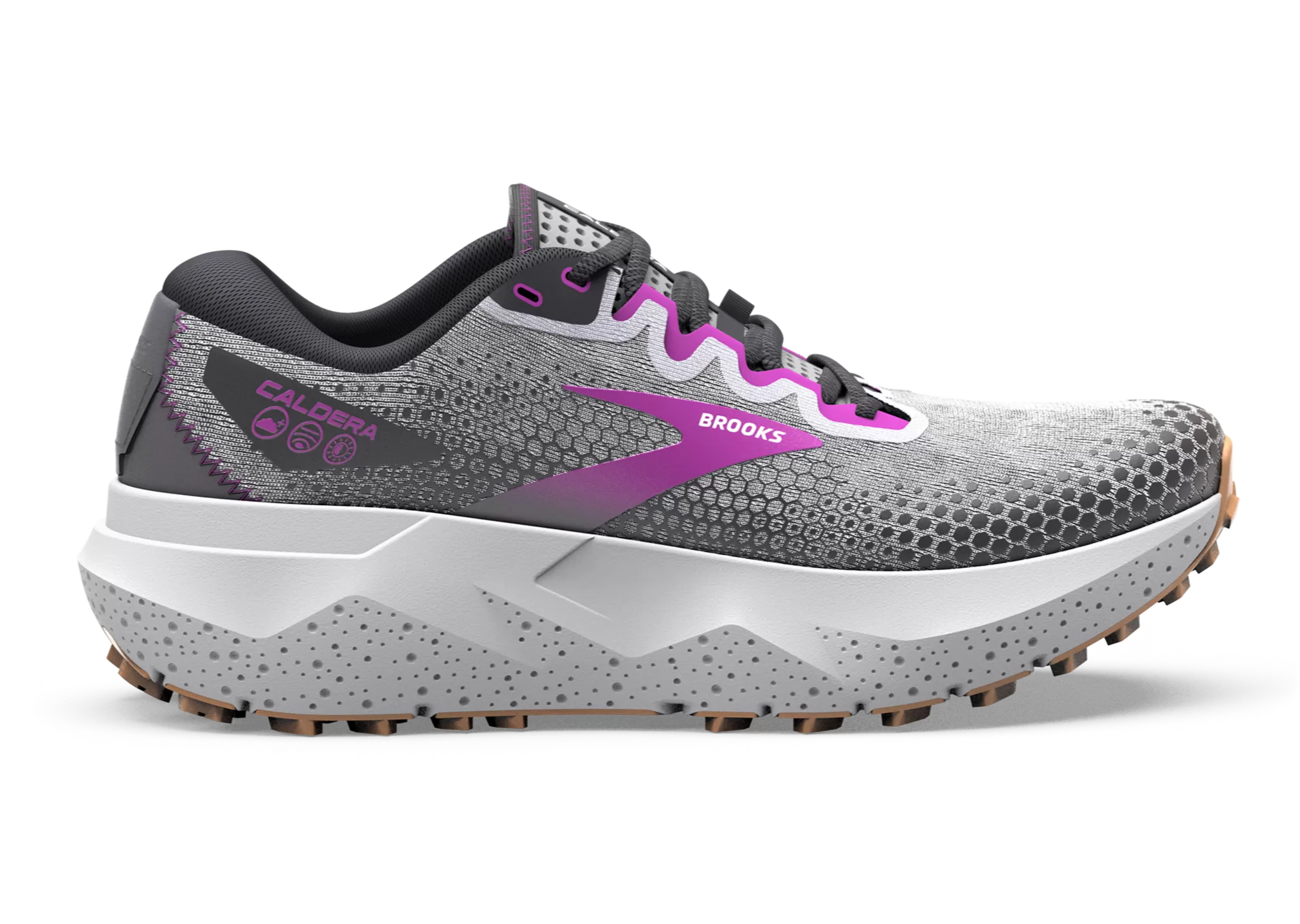 Brooks Caldera 6 (B Width) - Oyster/Blackened Pearl/Purple (Womens)