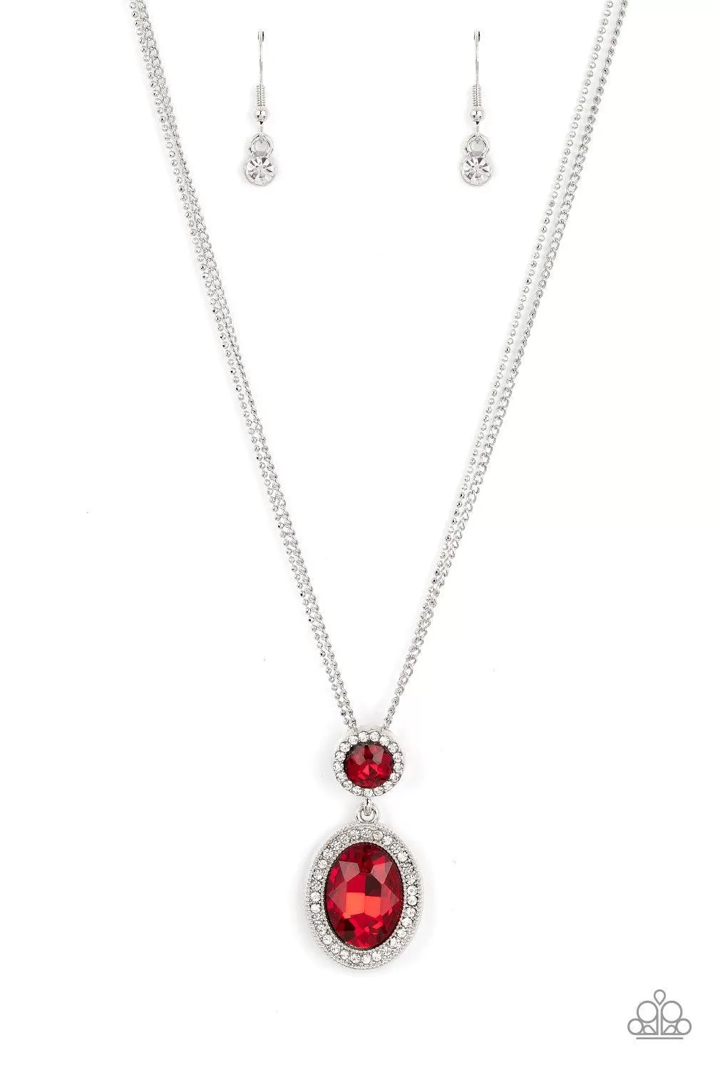 Castle Diamonds Red Rhinestone Necklace - Paparazzi Accessories