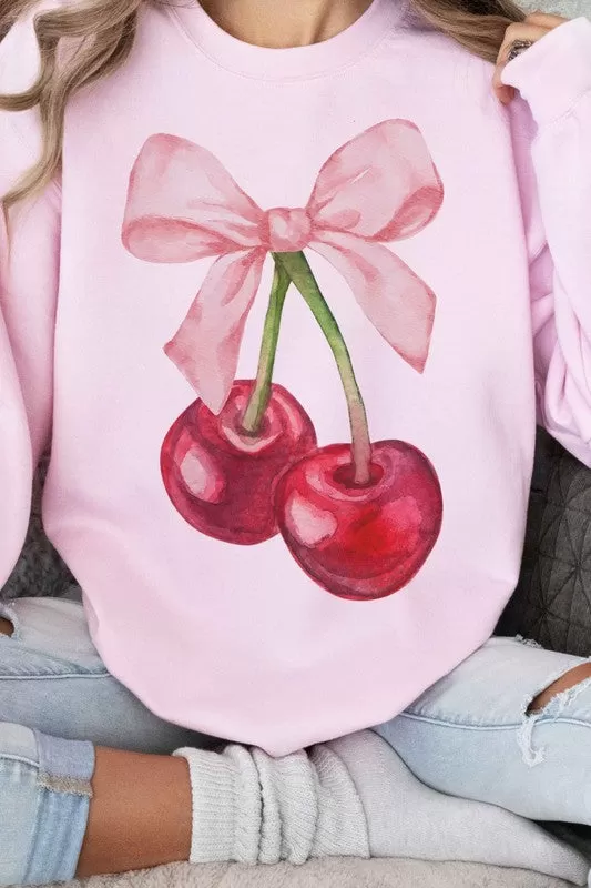 CHERRY BOW COQUETTE GRAPHIC SWEATSHIRT