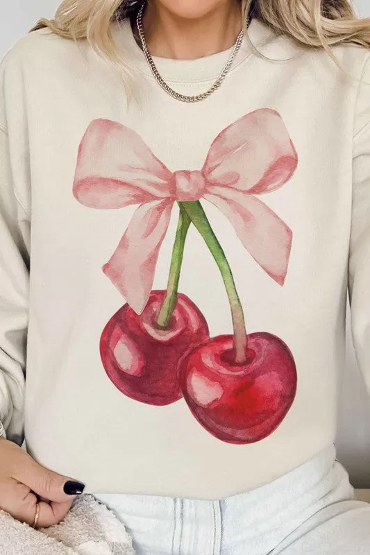 CHERRY BOW COQUETTE GRAPHIC SWEATSHIRT