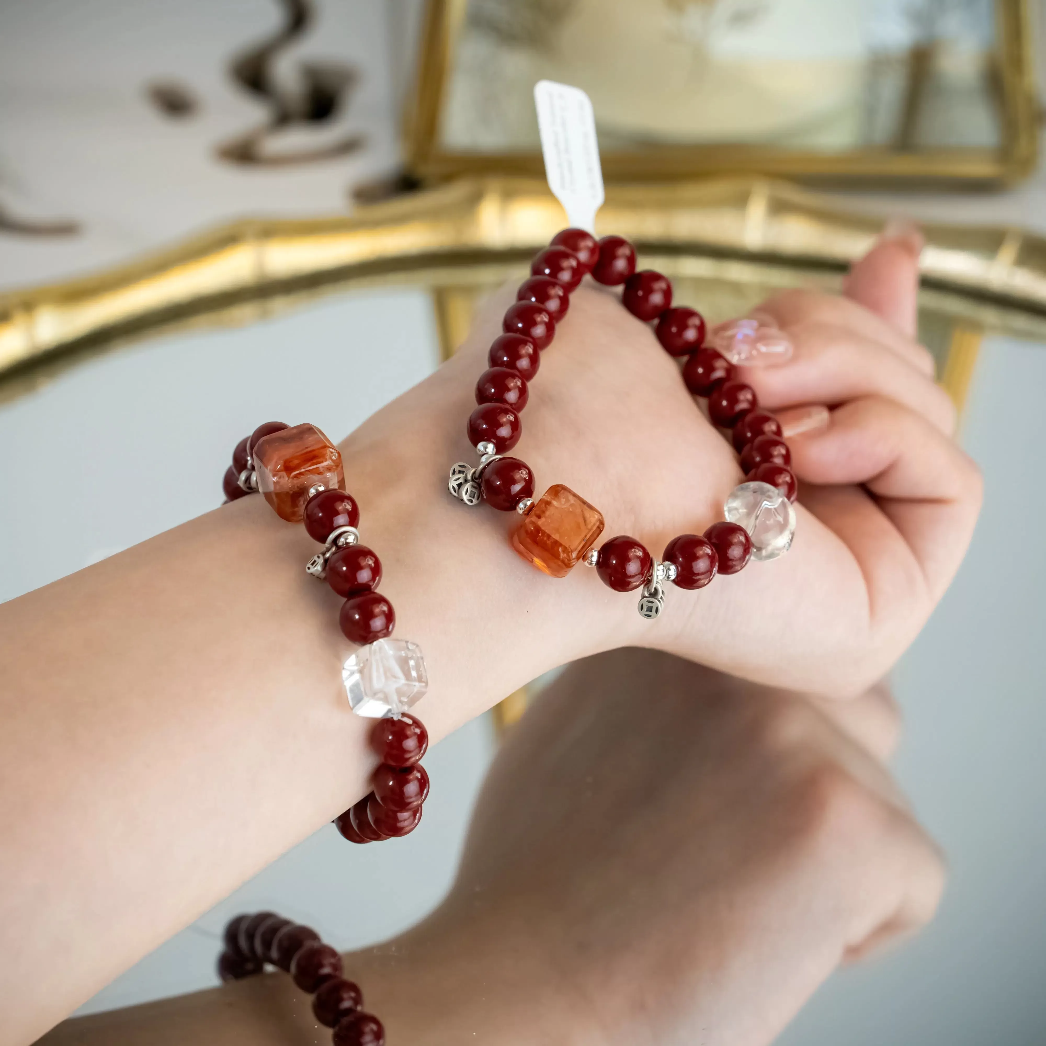 Cinnabar Hematoid Phantom Quartz Bracelet