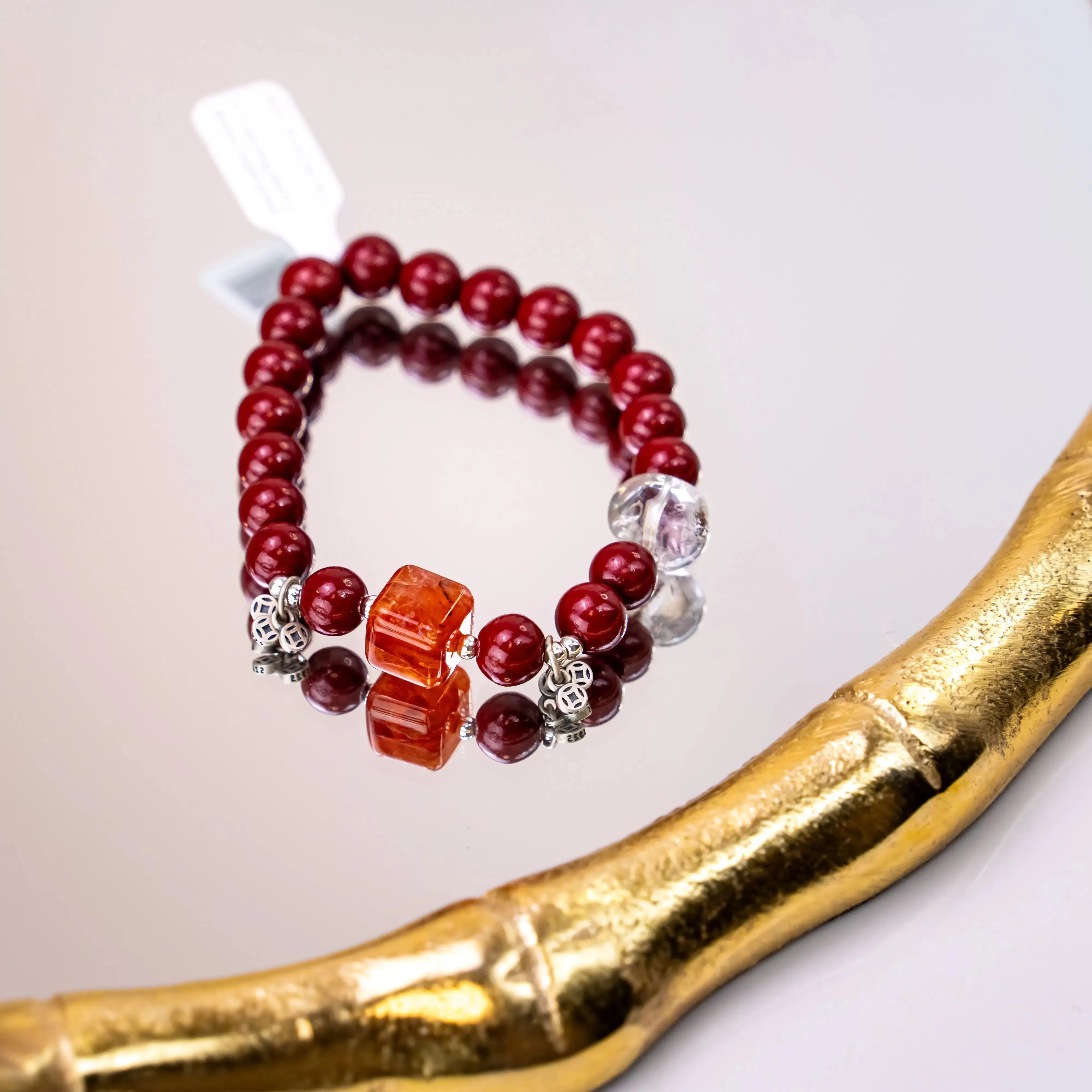 Cinnabar Hematoid Phantom Quartz Bracelet