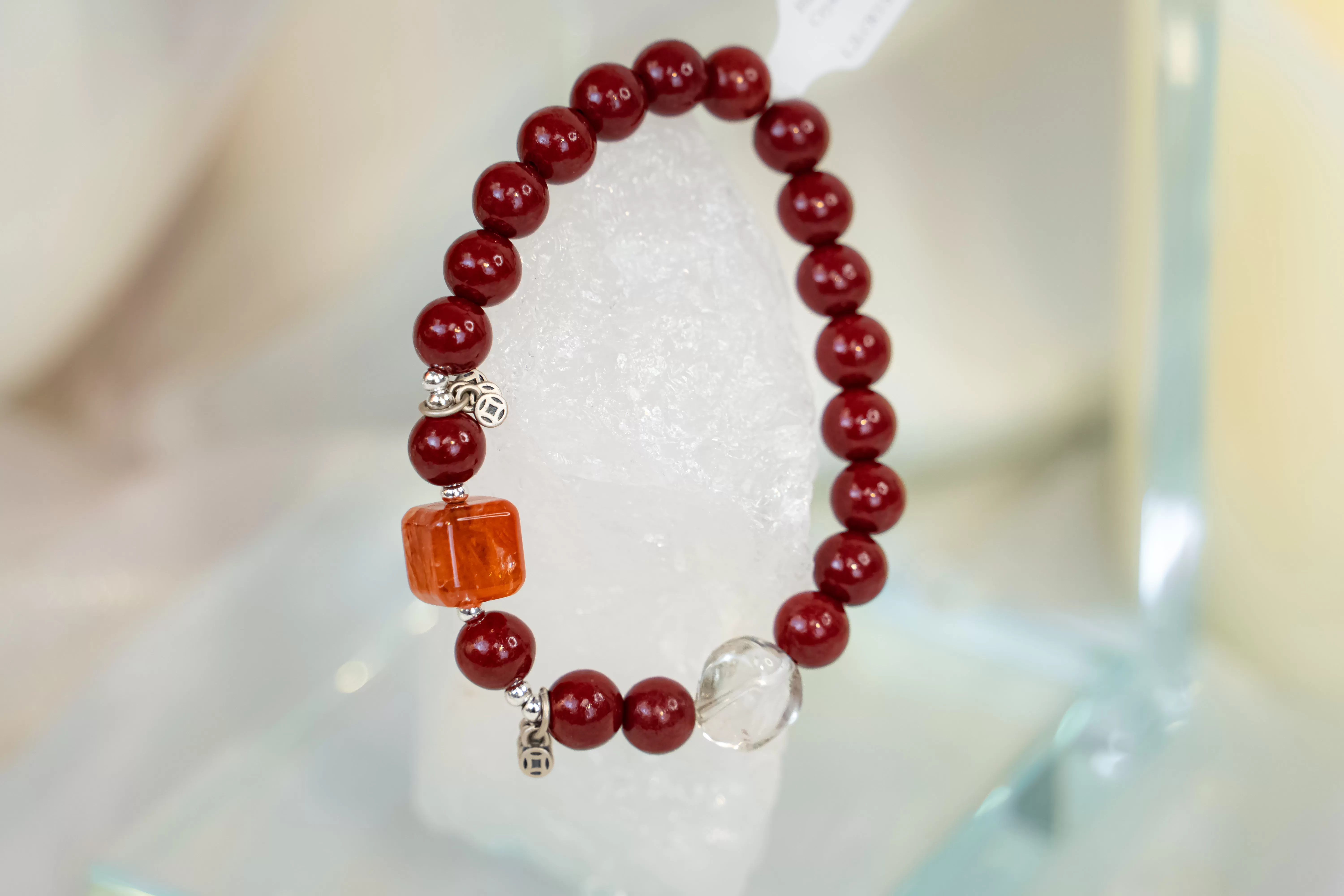 Cinnabar Hematoid Phantom Quartz Bracelet