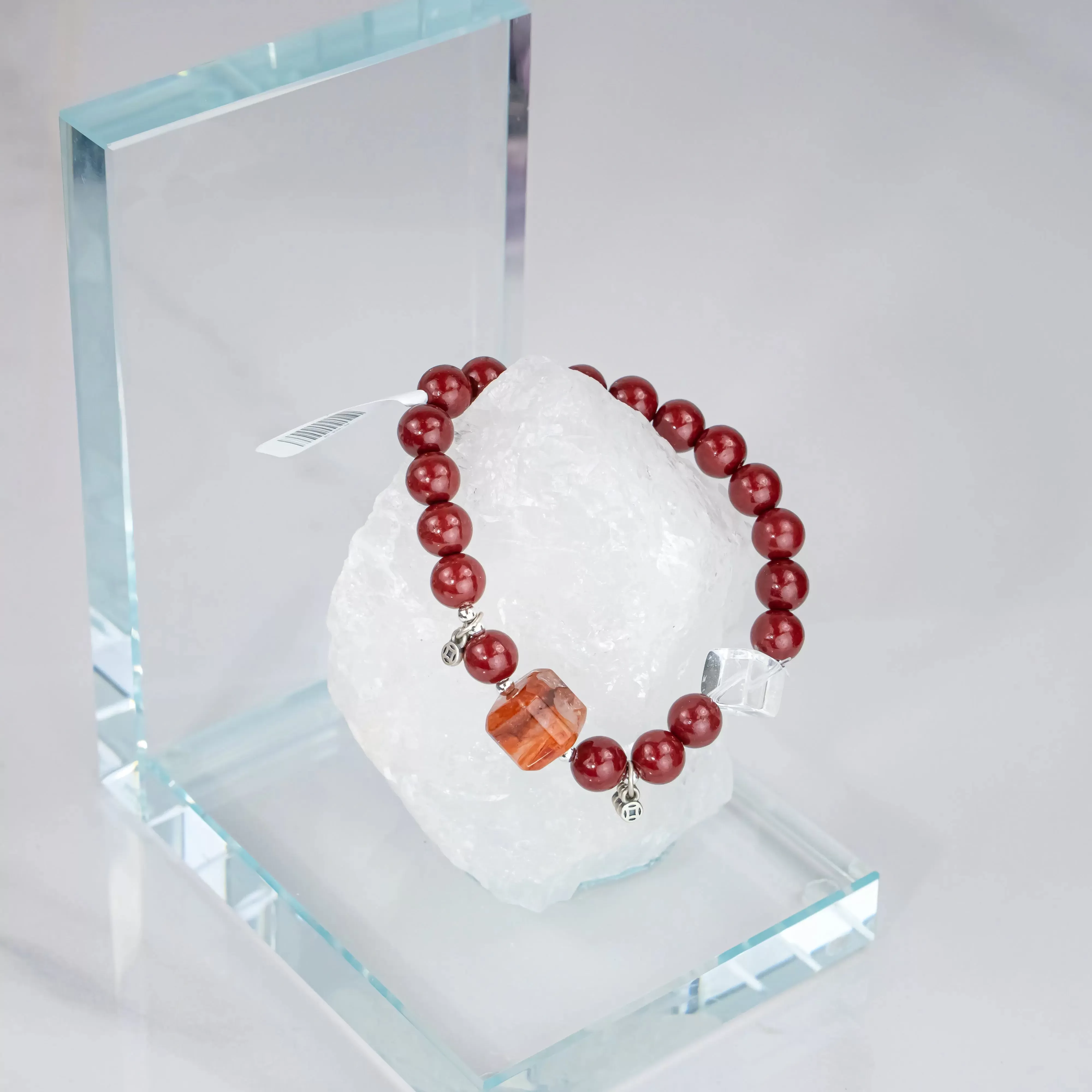 Cinnabar Hematoid Phantom Quartz Bracelet