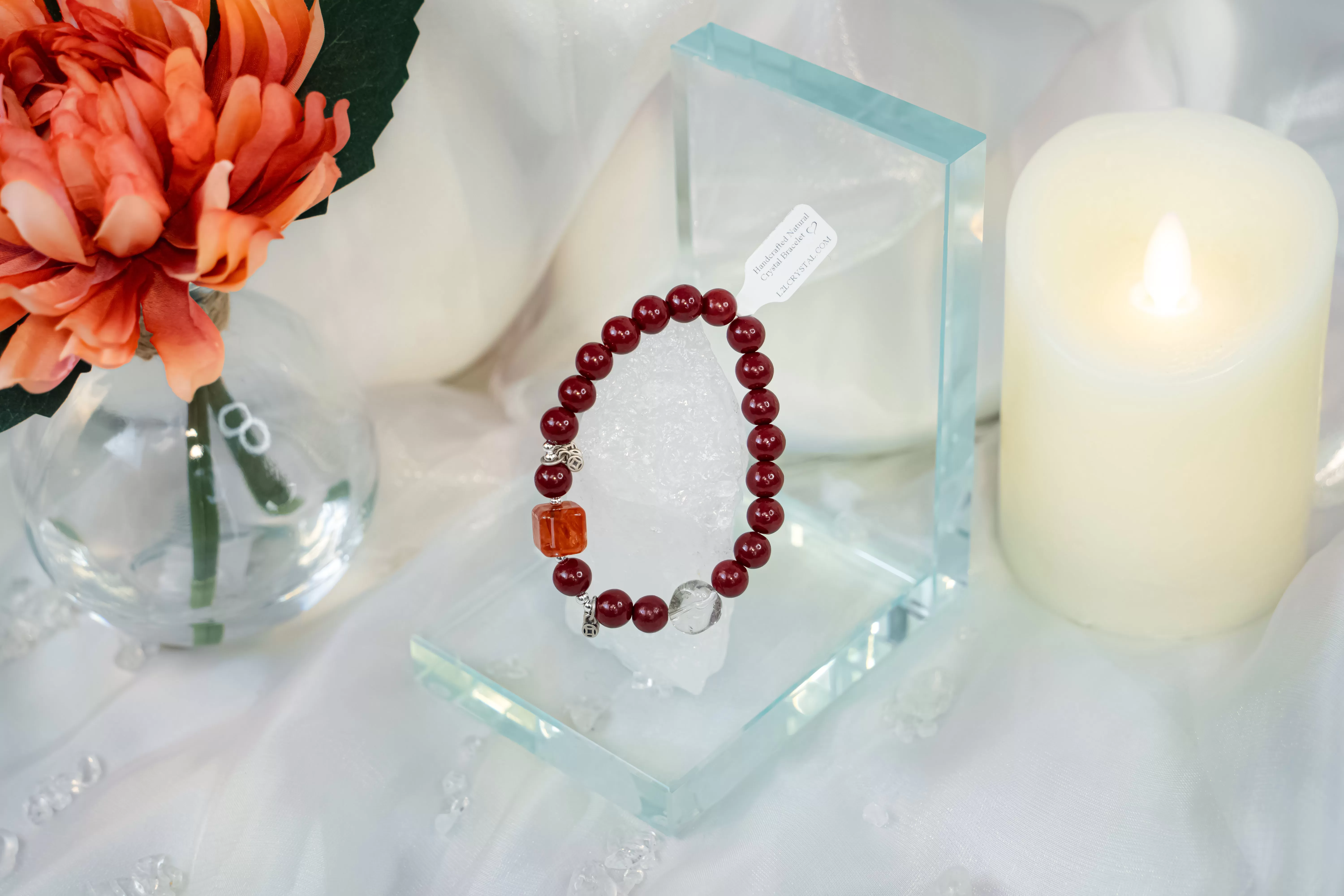 Cinnabar Hematoid Phantom Quartz Bracelet