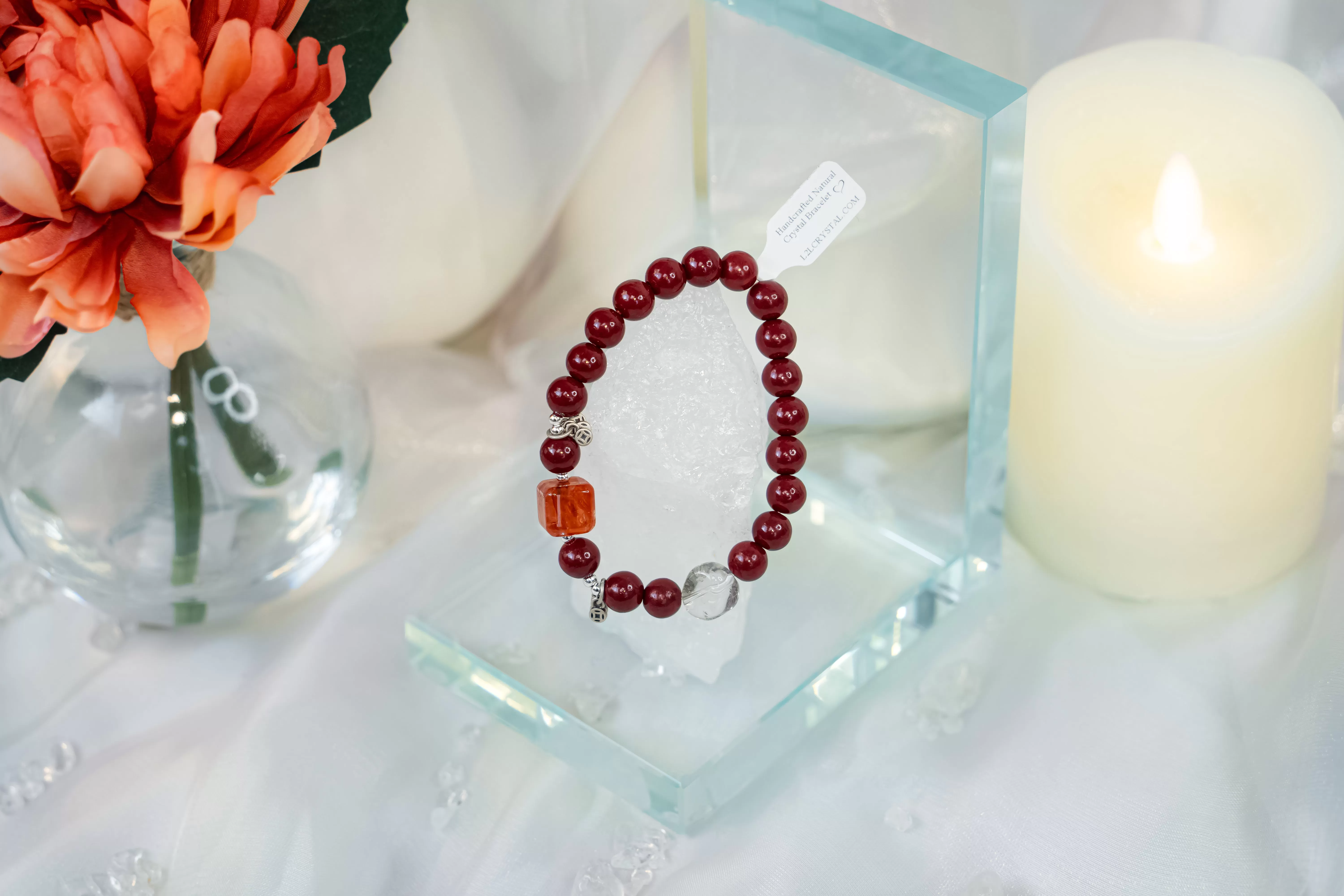 Cinnabar Hematoid Phantom Quartz Bracelet