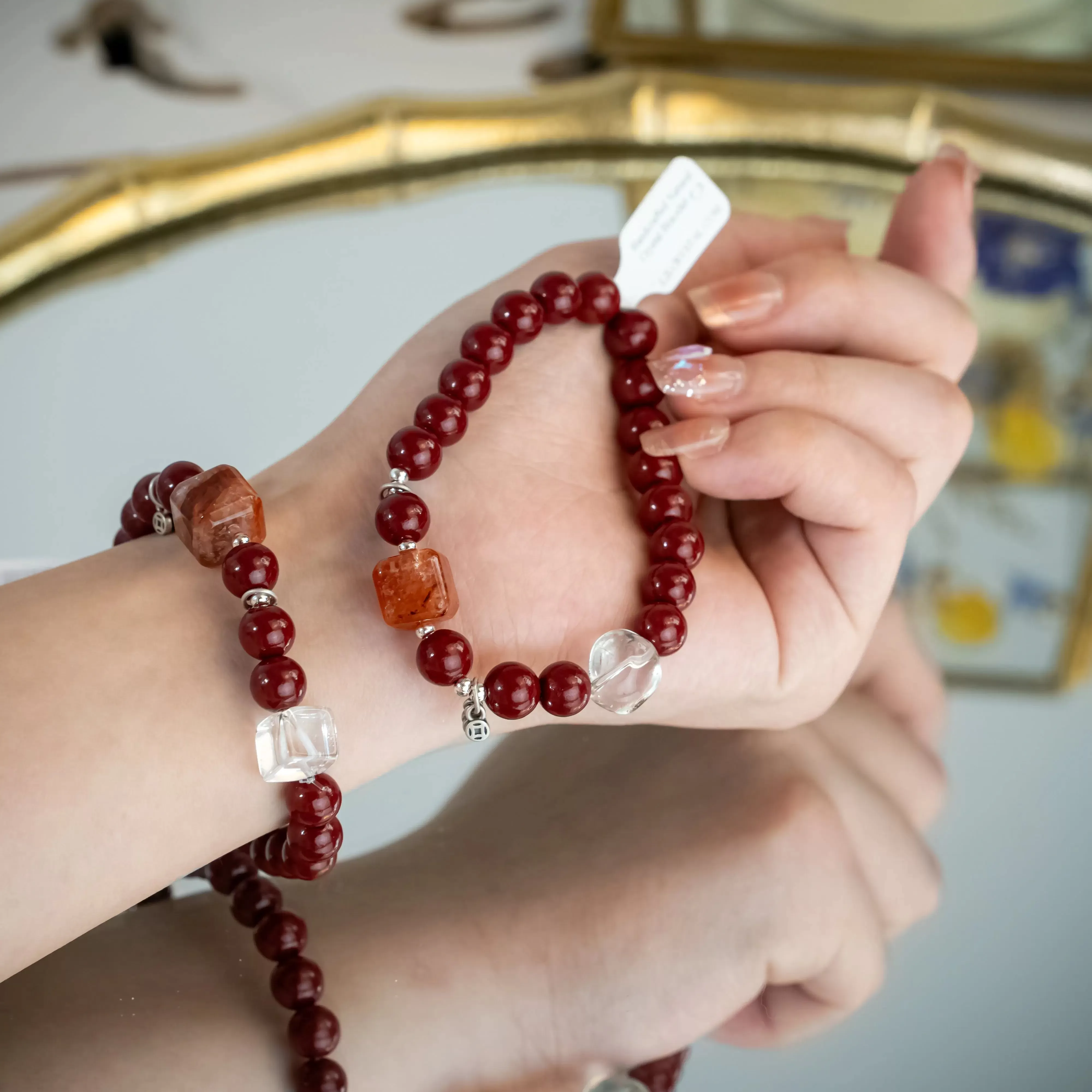 Cinnabar Hematoid Phantom Quartz Bracelet