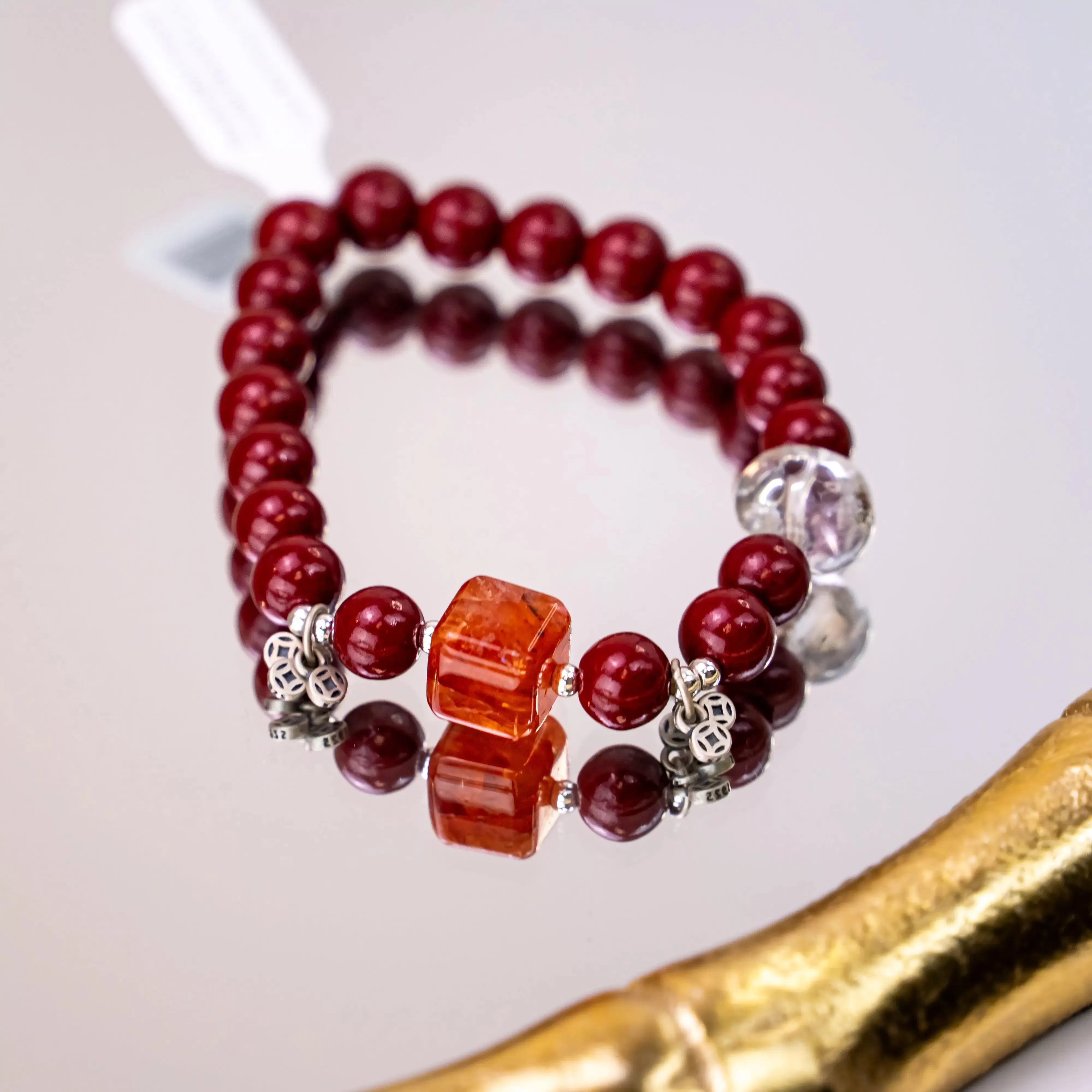 Cinnabar Hematoid Phantom Quartz Bracelet