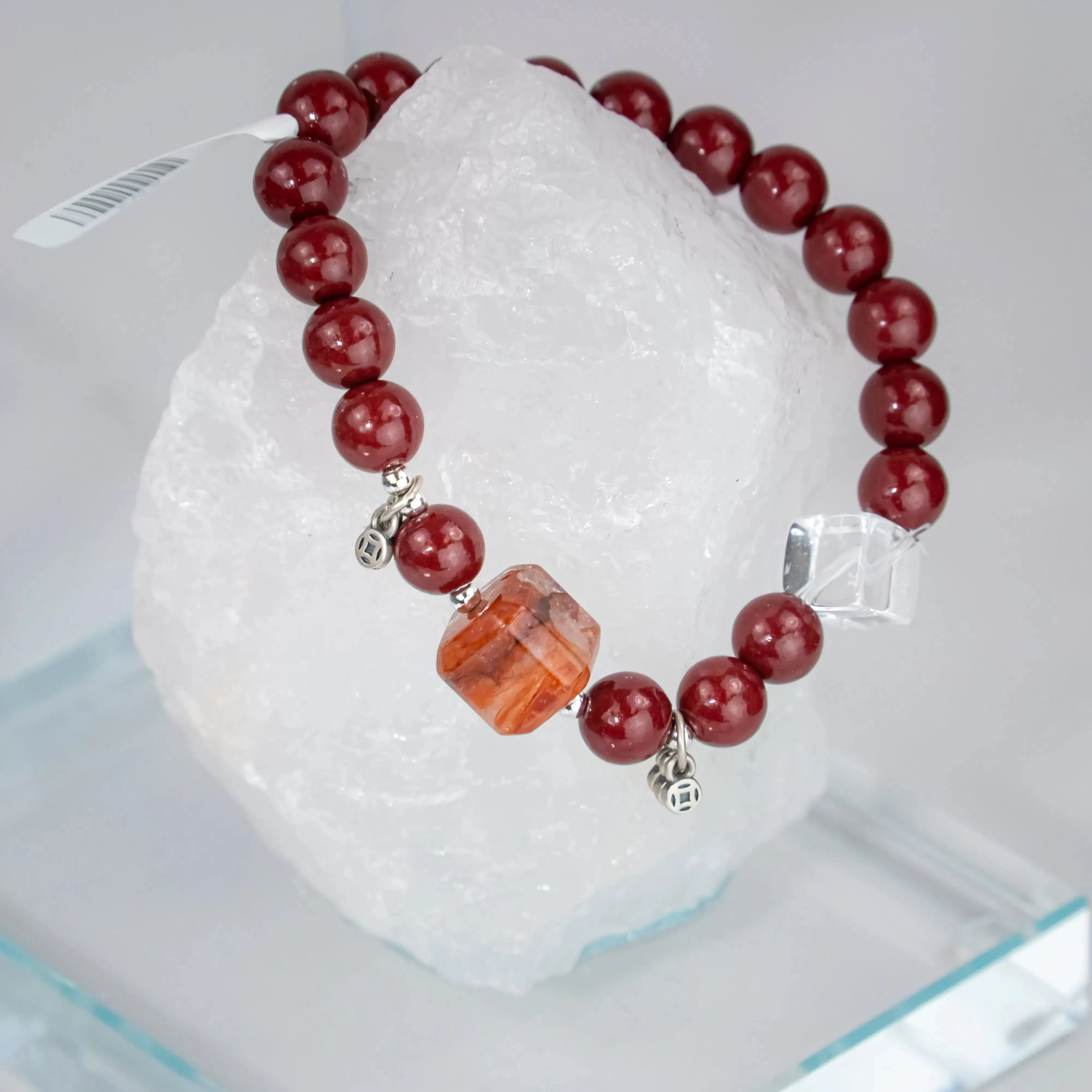 Cinnabar Hematoid Phantom Quartz Bracelet