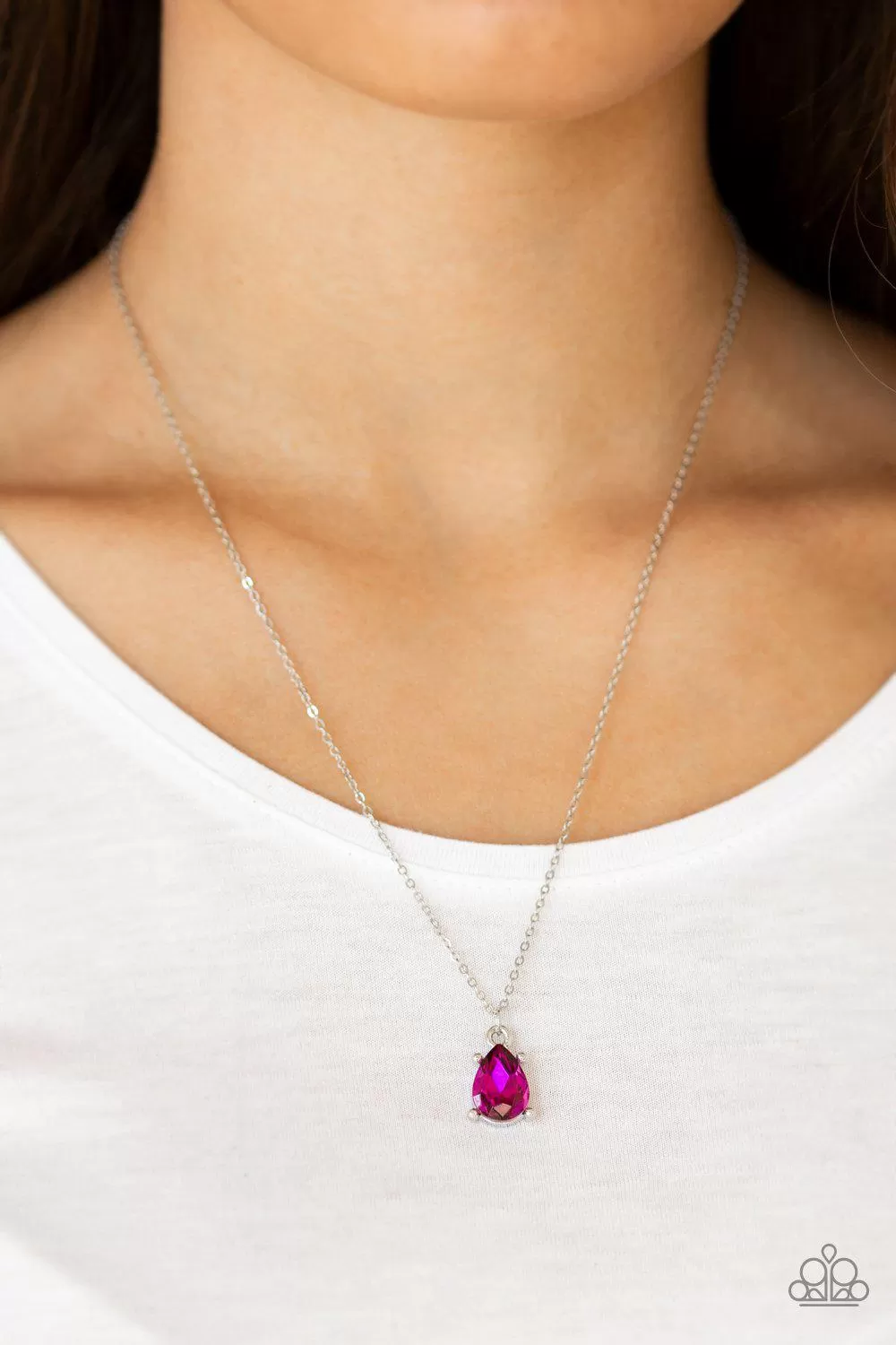 Classy Classicist Pink Rhinestone Necklace - Paparazzi Accessories