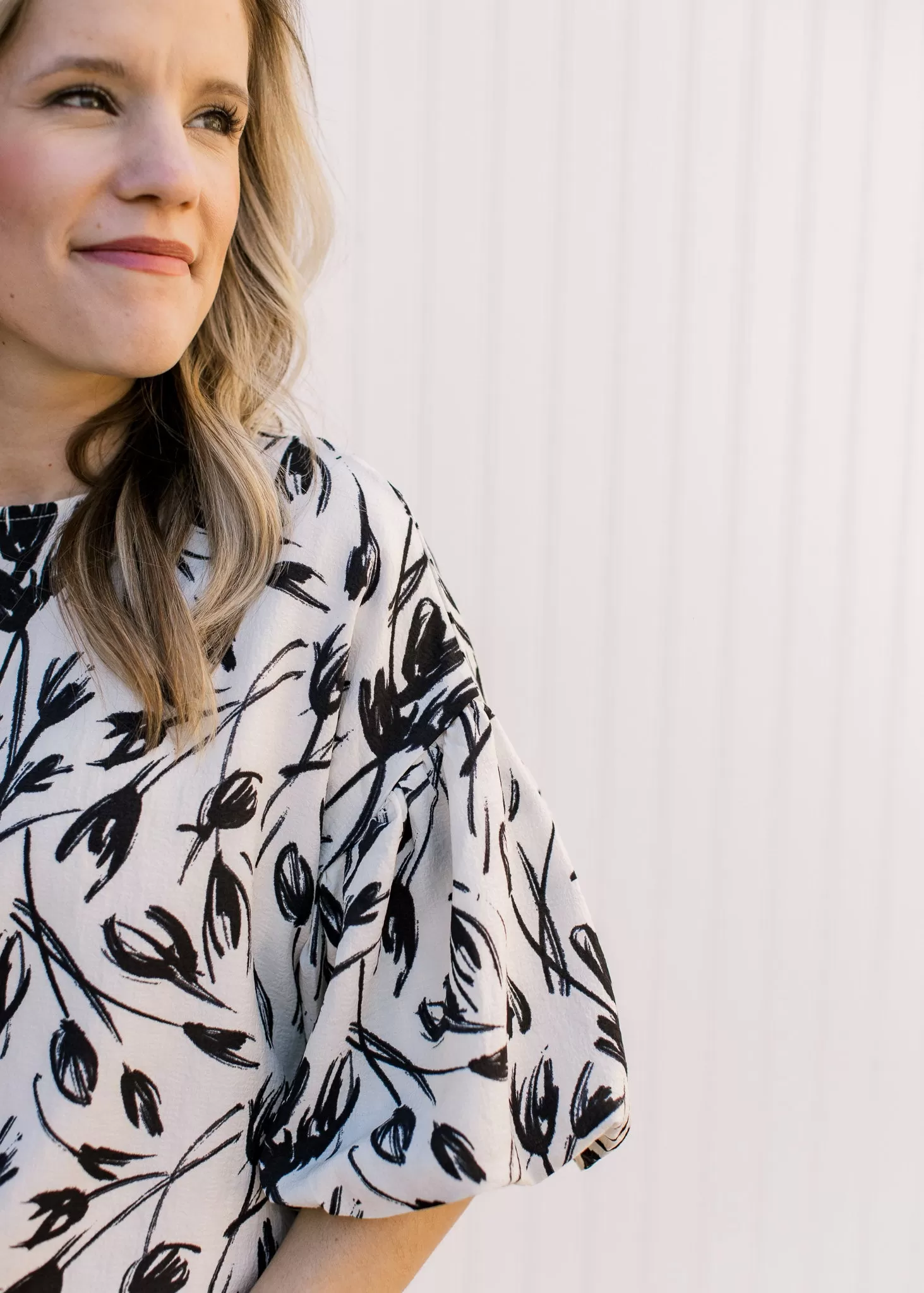 Creamy Black Floral Top