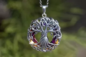 Crystal and Silver Tree of Life Cremation Necklace