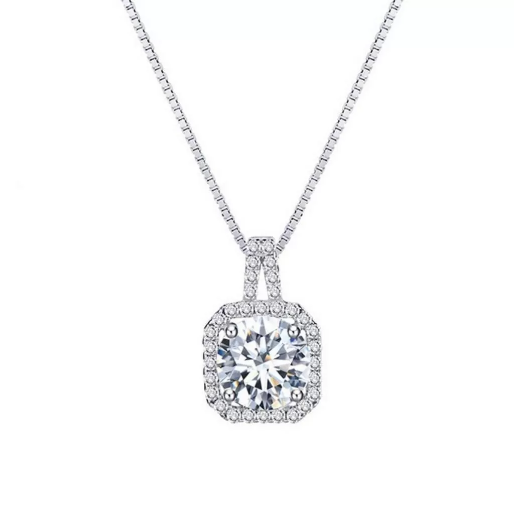 Crystal Cushion Pendant Necklace