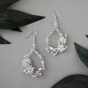 Crystal Flower Hoop Beaded Earrings