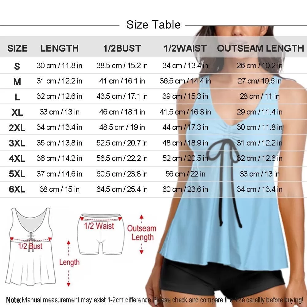 Custom Face Seamless Swimsuit Tankini Bikini Two Piece Bathing Suit Tank Top With Shorts