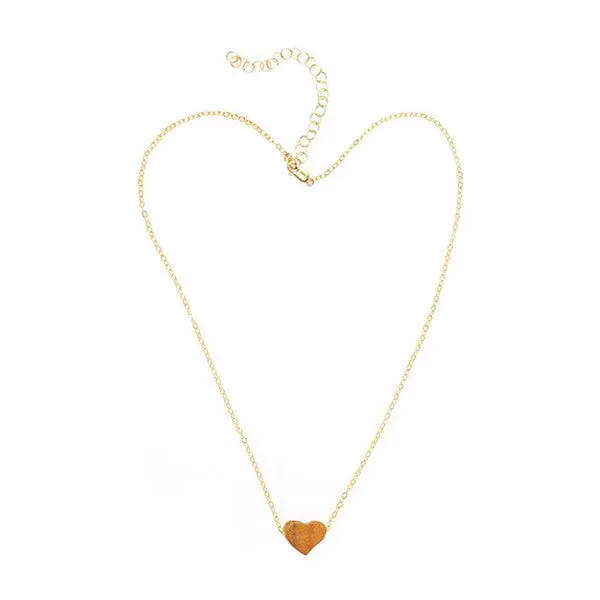 Driftwood and Shell Heart on Gold Vermeil and Diamond Necklace