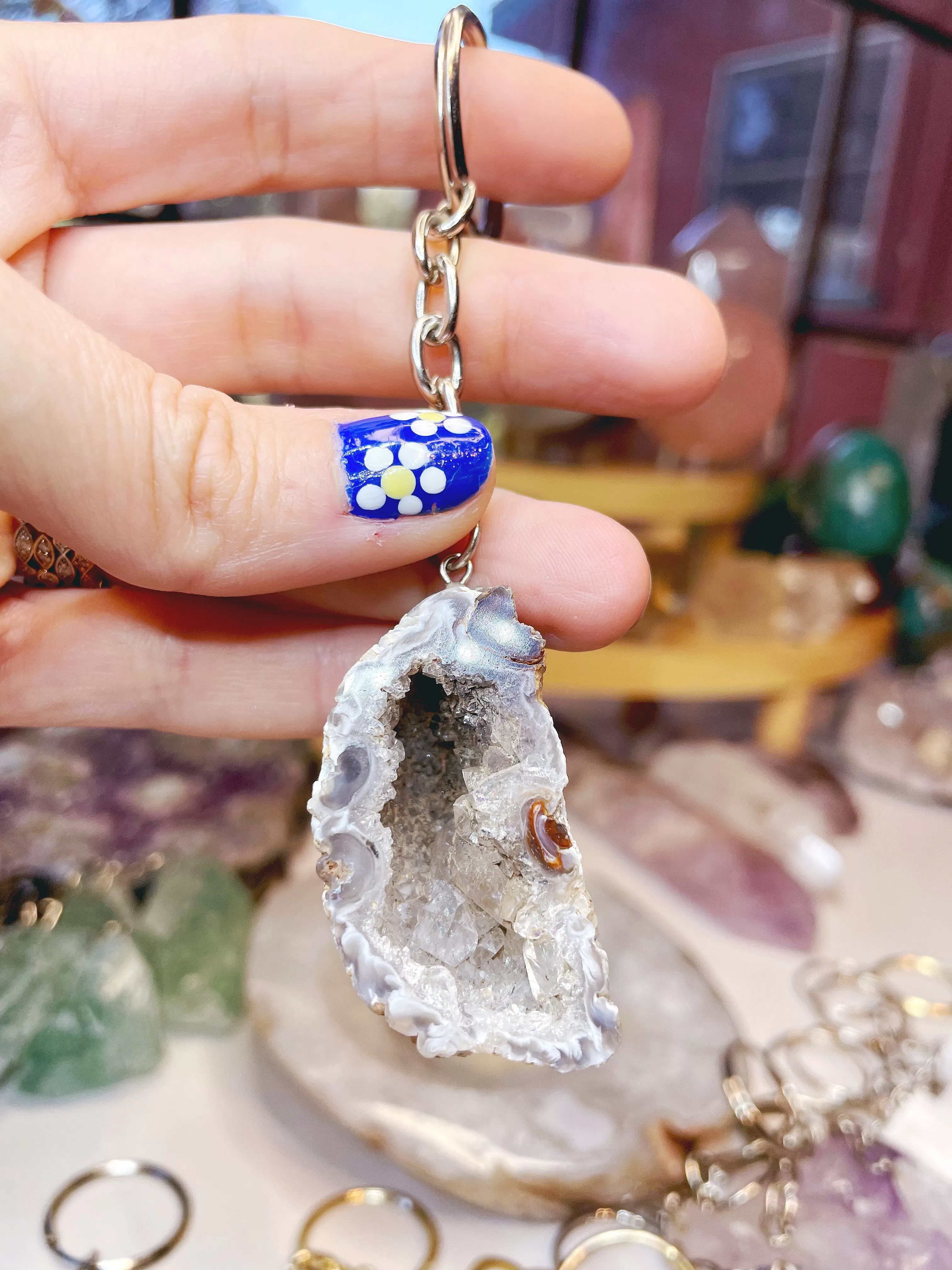 Druzy Geode Keychain