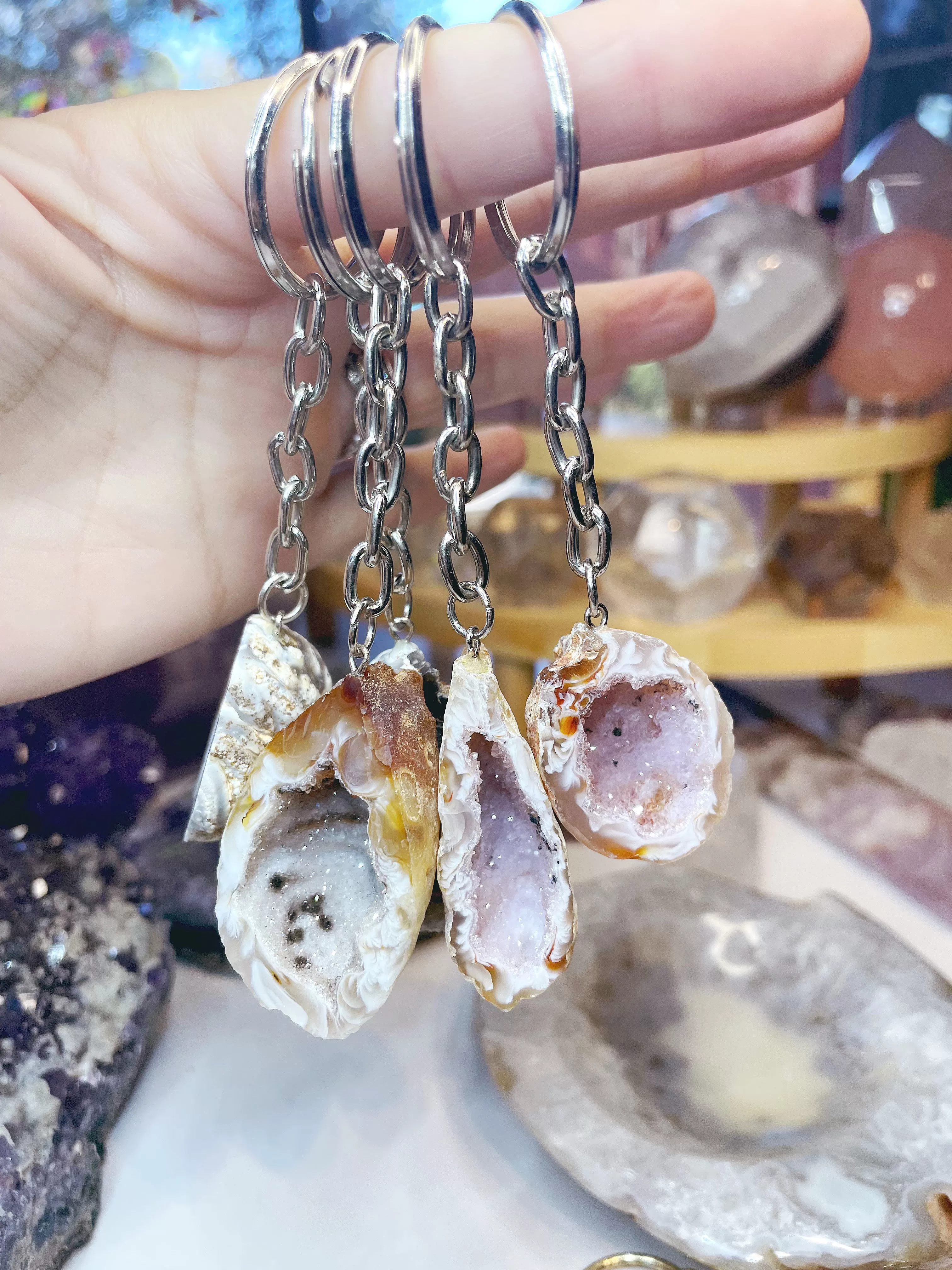 Druzy Geode Keychain