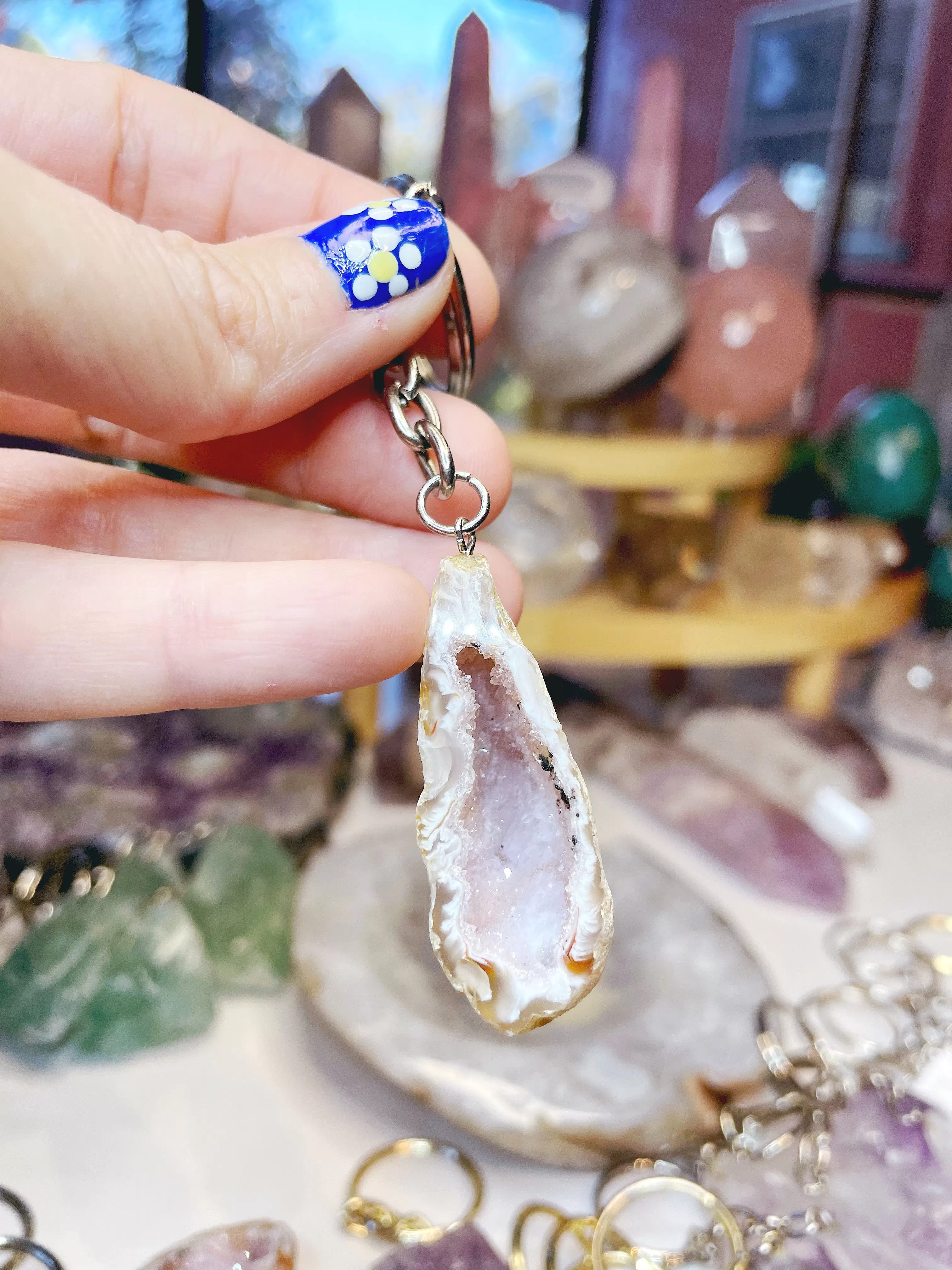 Druzy Geode Keychain