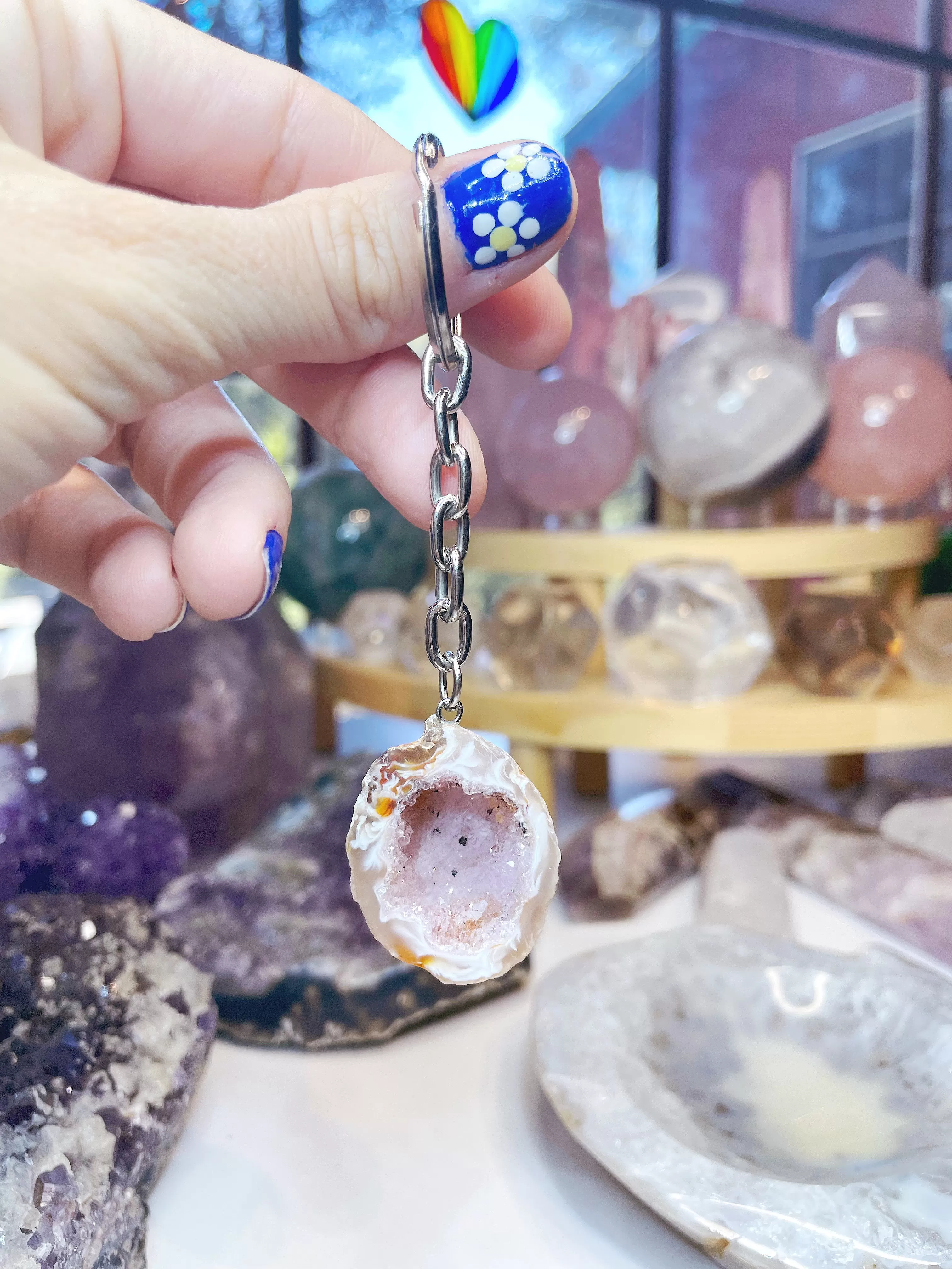 Druzy Geode Keychain